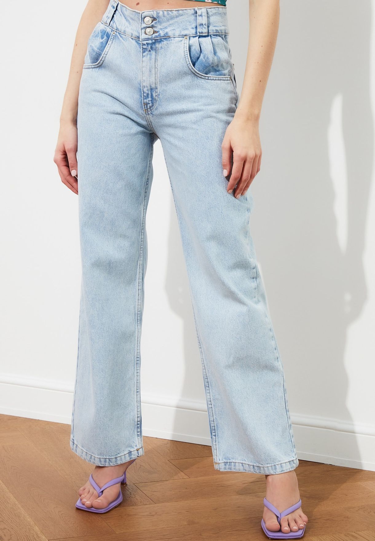 high waist straight jeans