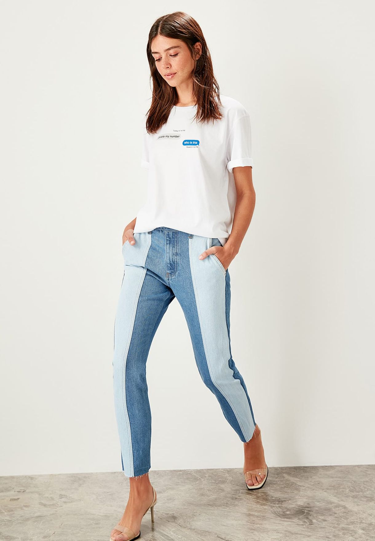 color block mom jeans