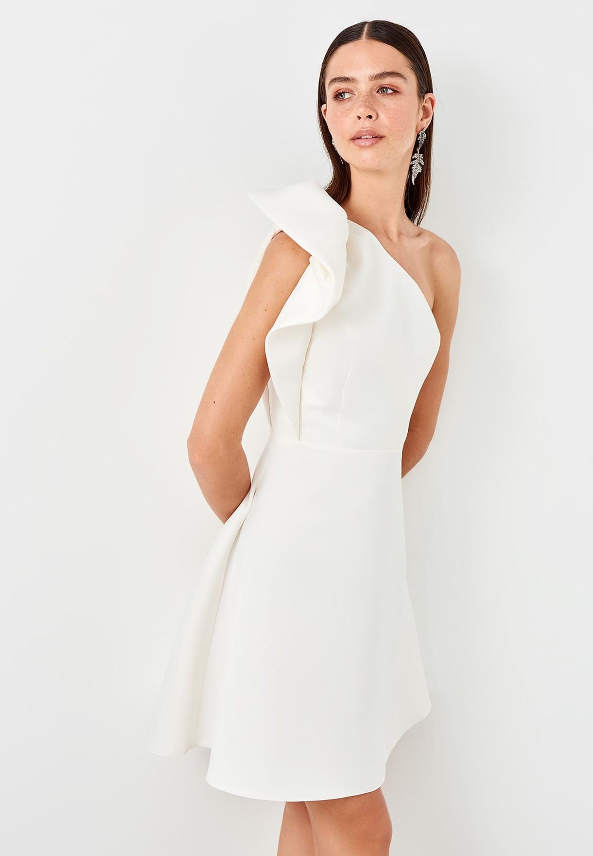 white 1 shoulder dress