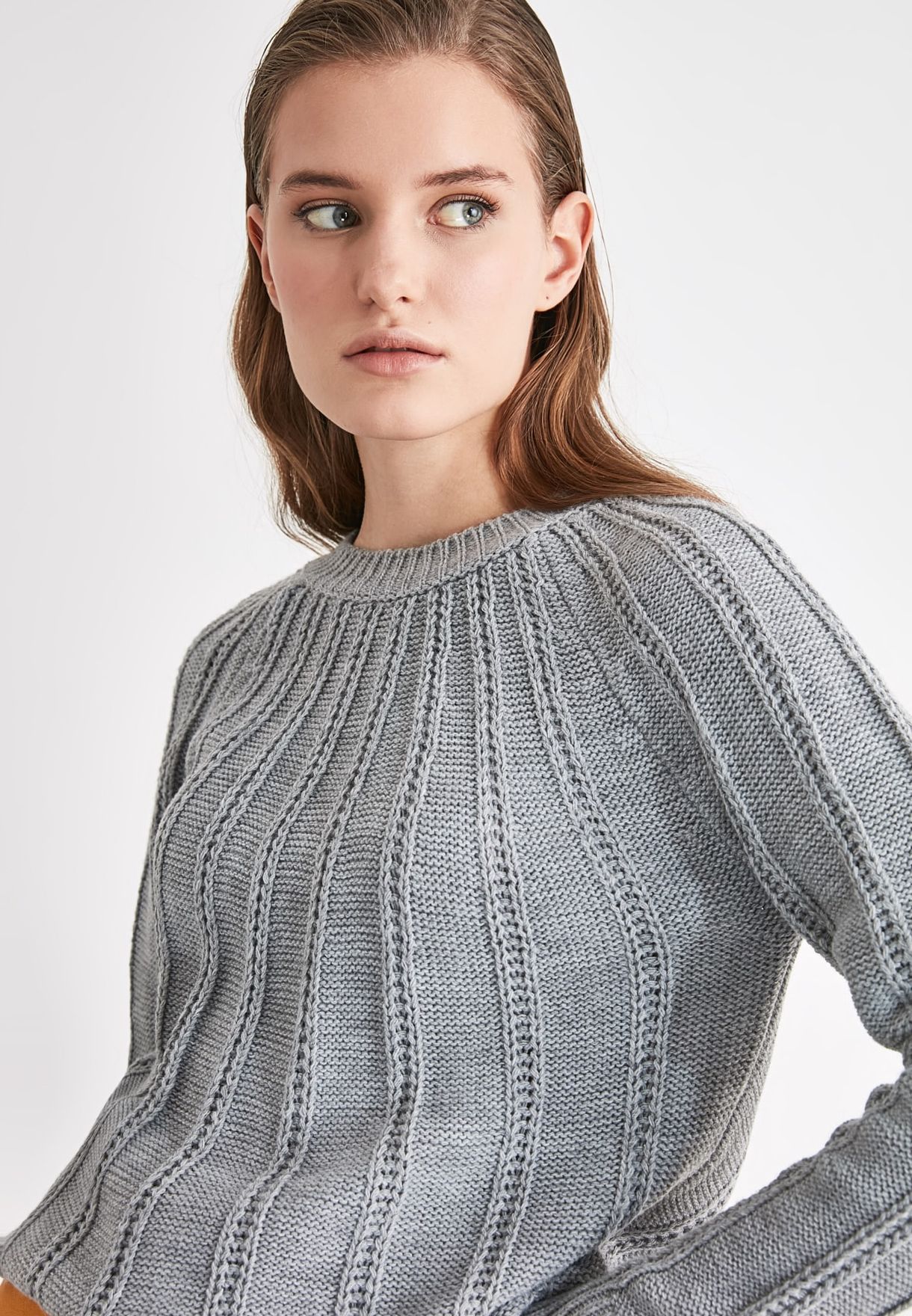Buy Trendyol grey Crew Neck Knitted Sweater for Women in MENA ...