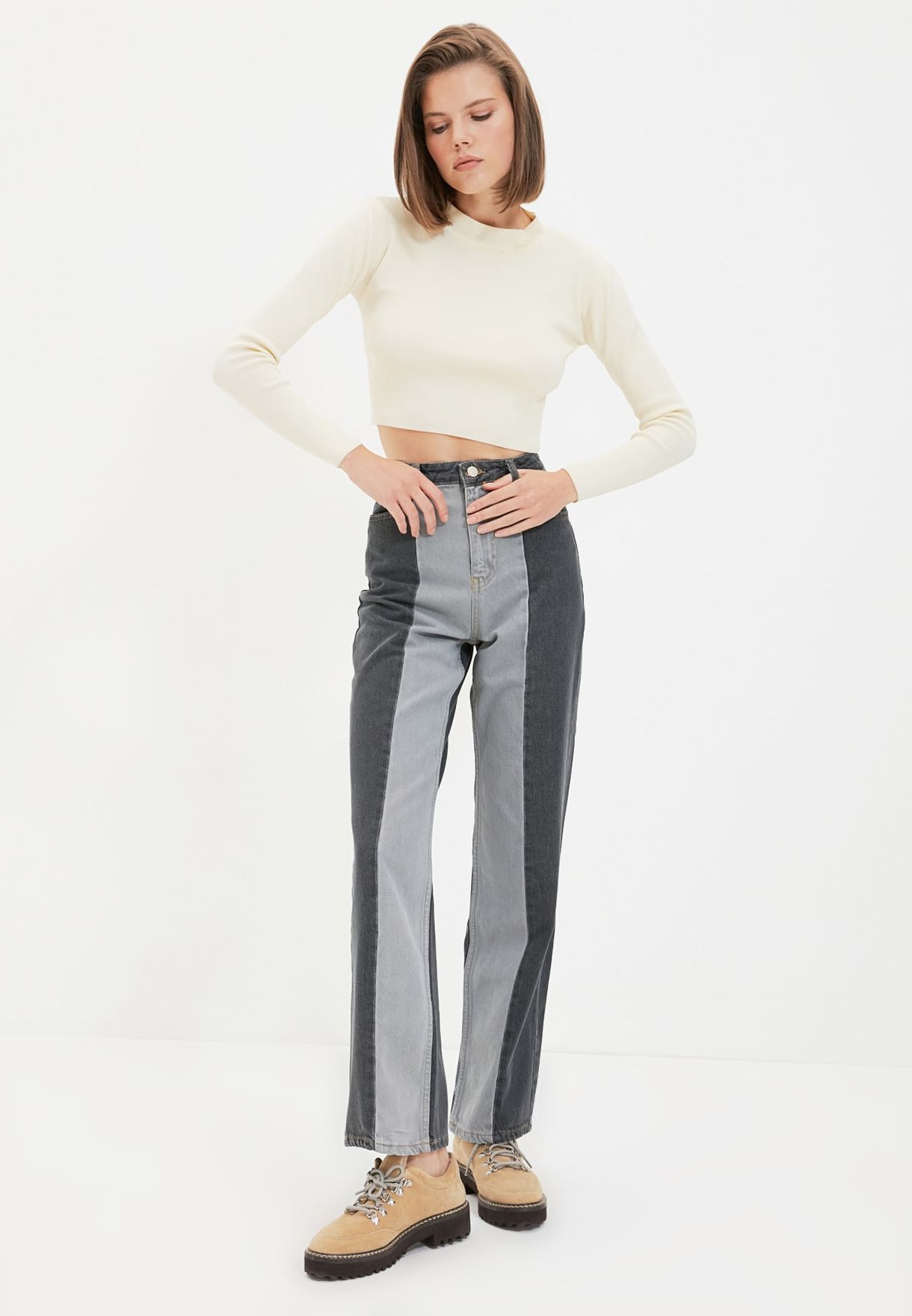 high waist straight jeans