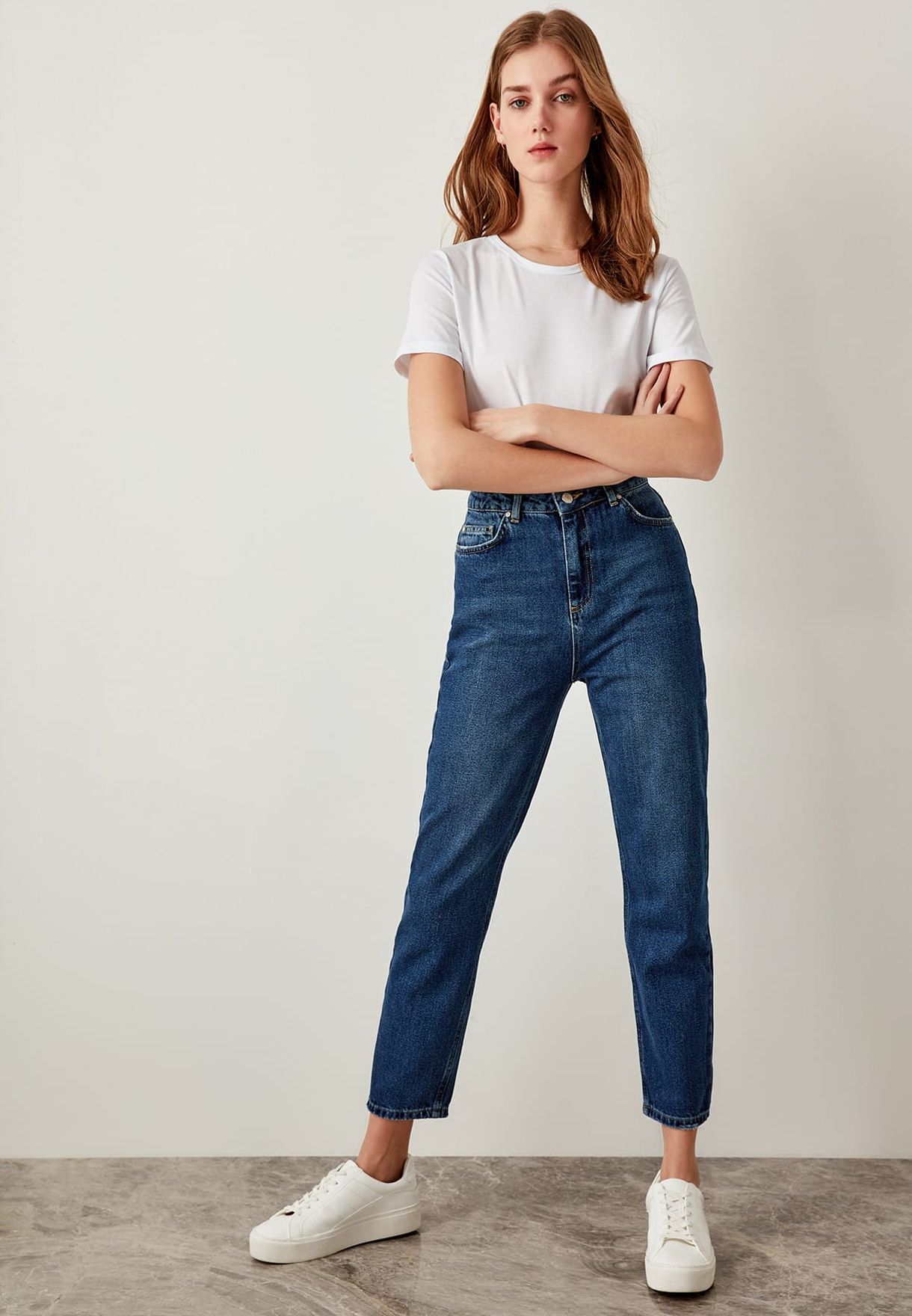 navy mom jeans