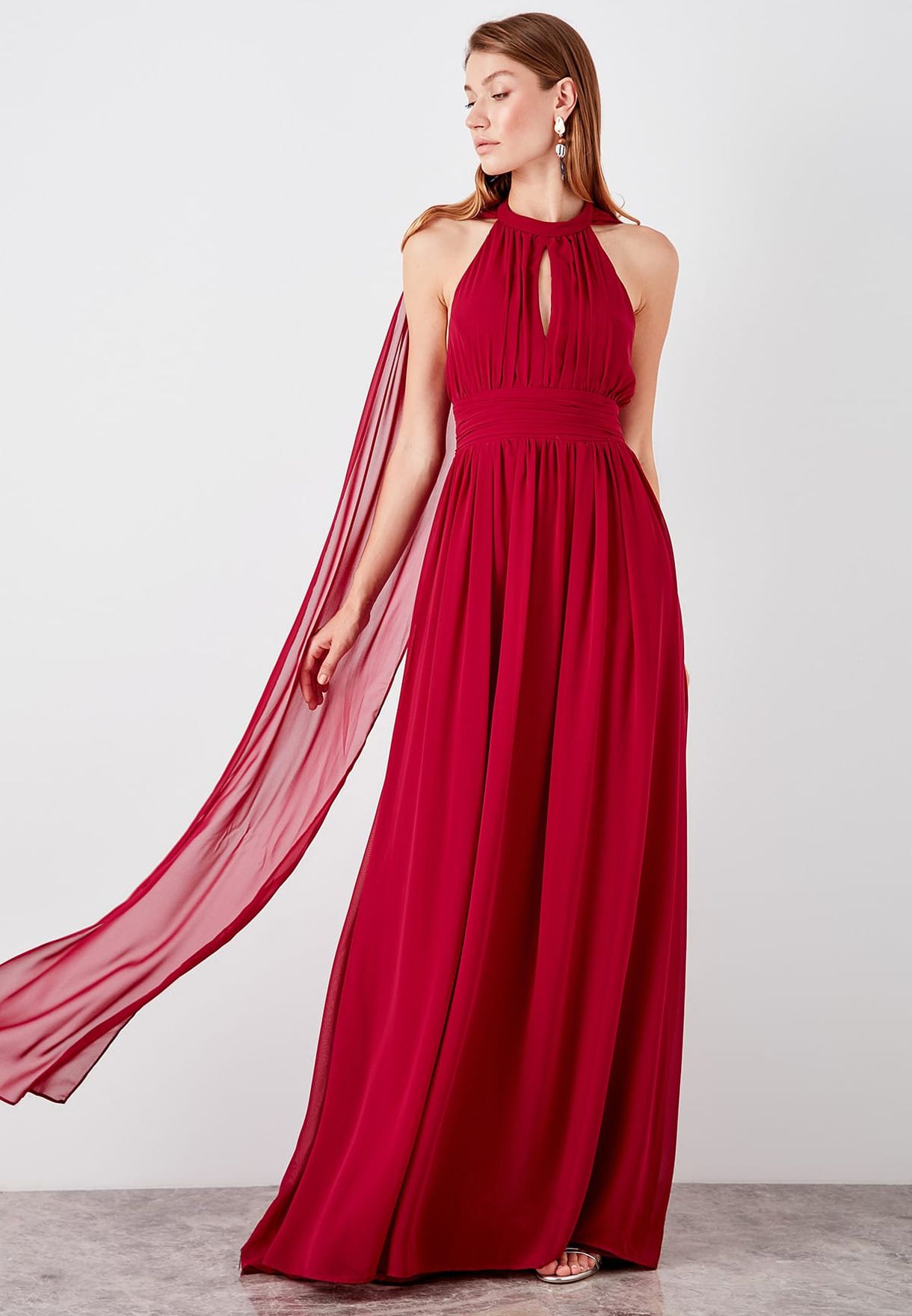 Buy Trendyol red Halter Neck Cape Maxi Dress for Women in MENA ...