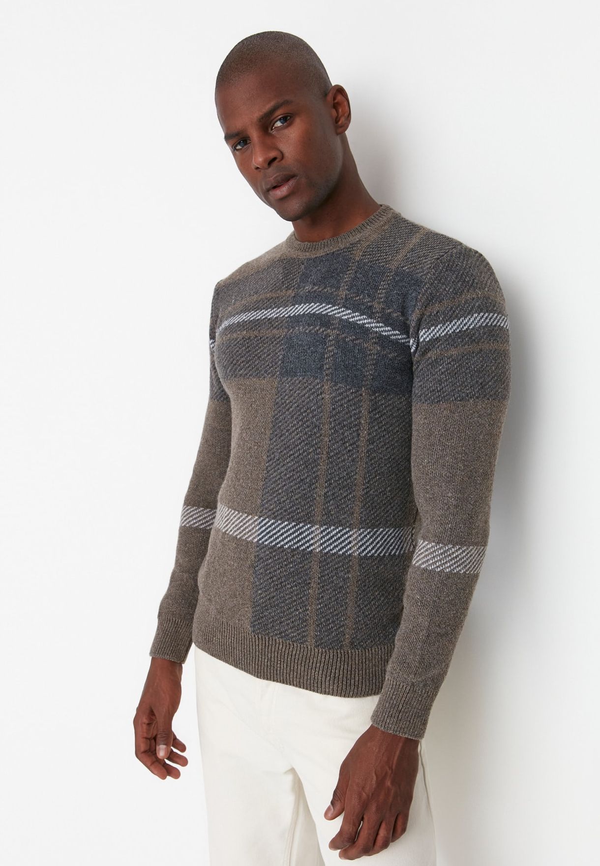 Checked Knitted Sweater