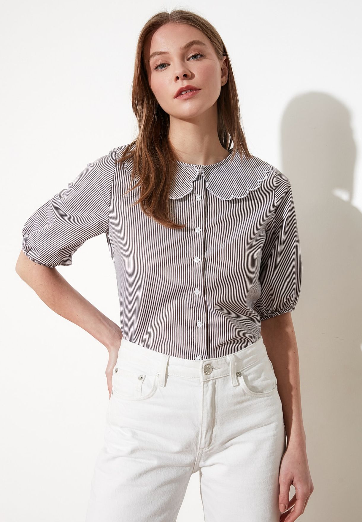 brown collared shirt womens