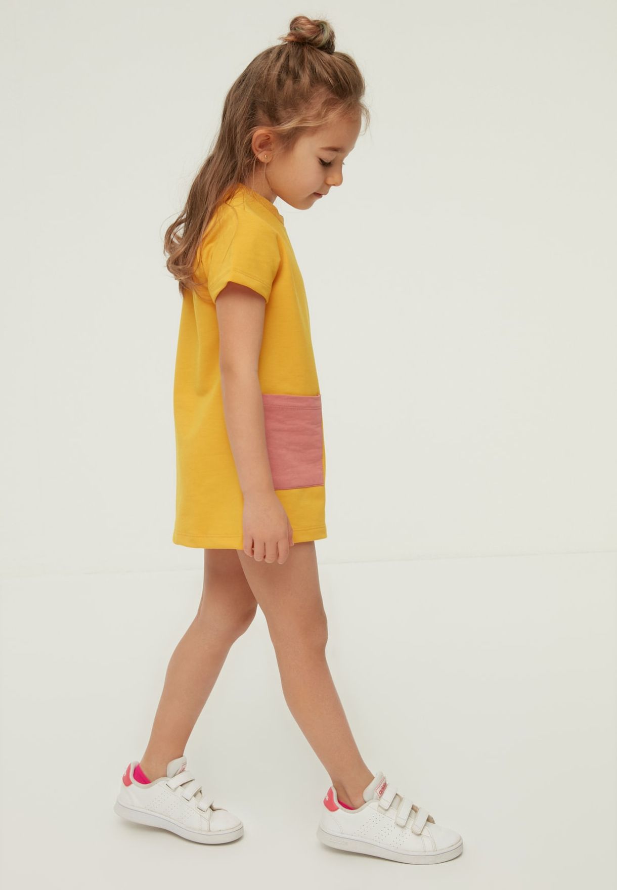 Kids Color Block Pocket Dress