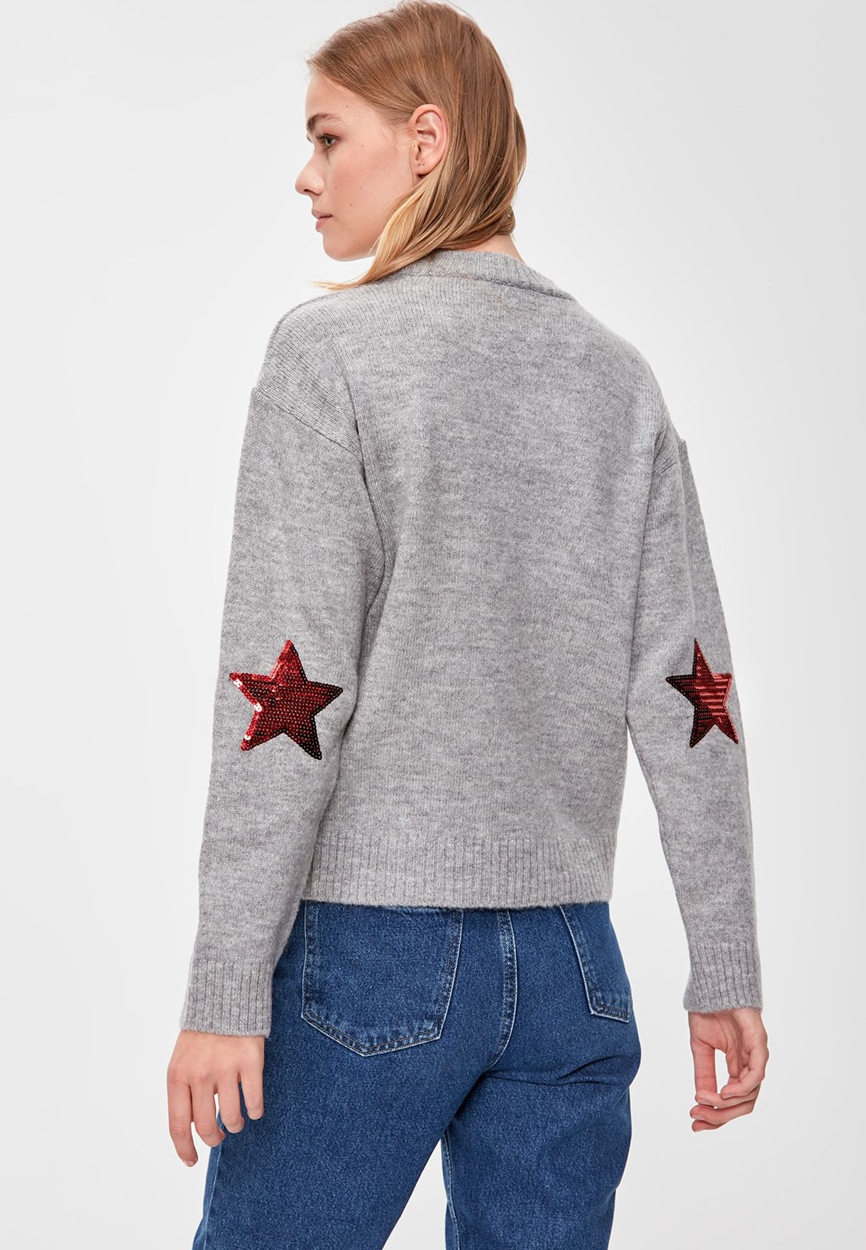 grey sequin sweater