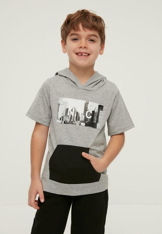 Kids Graphic Hooded T-Shirt