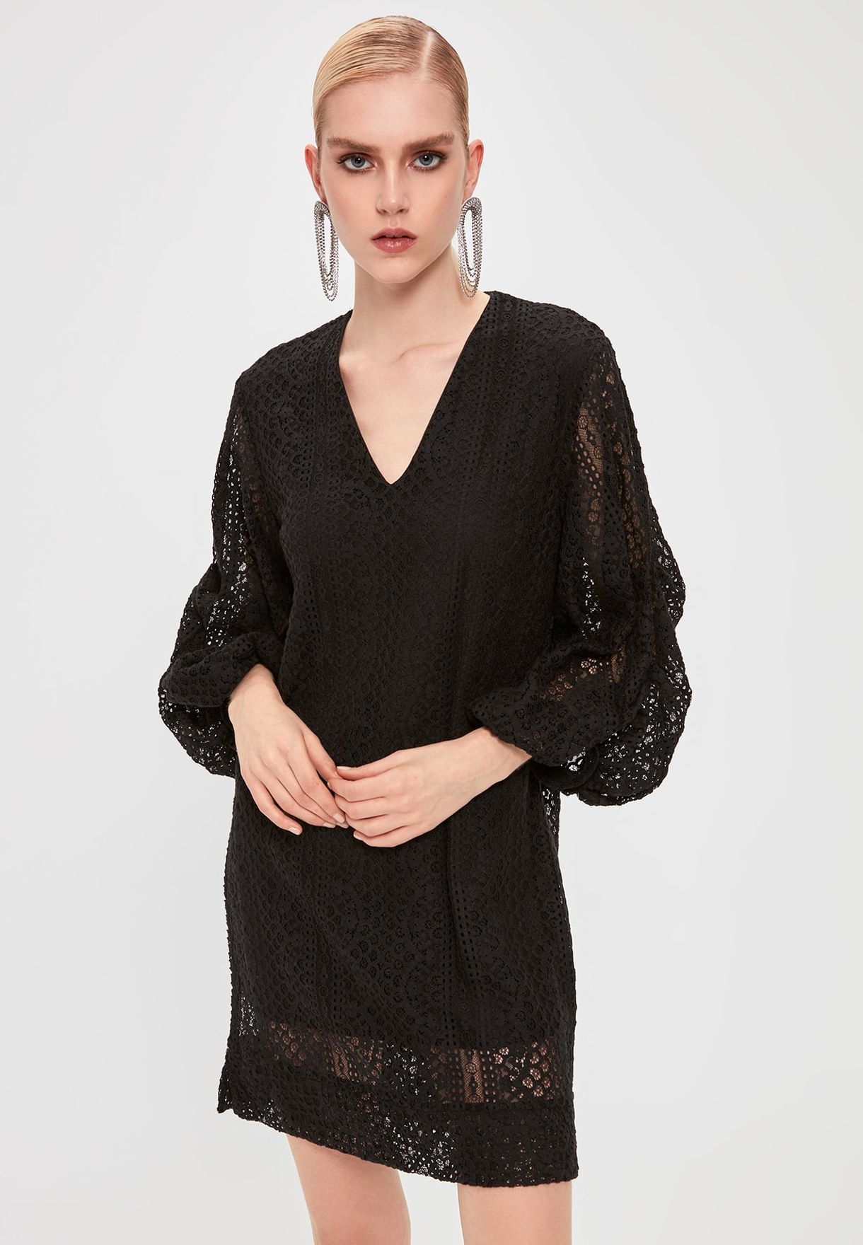 black sheer lace dress