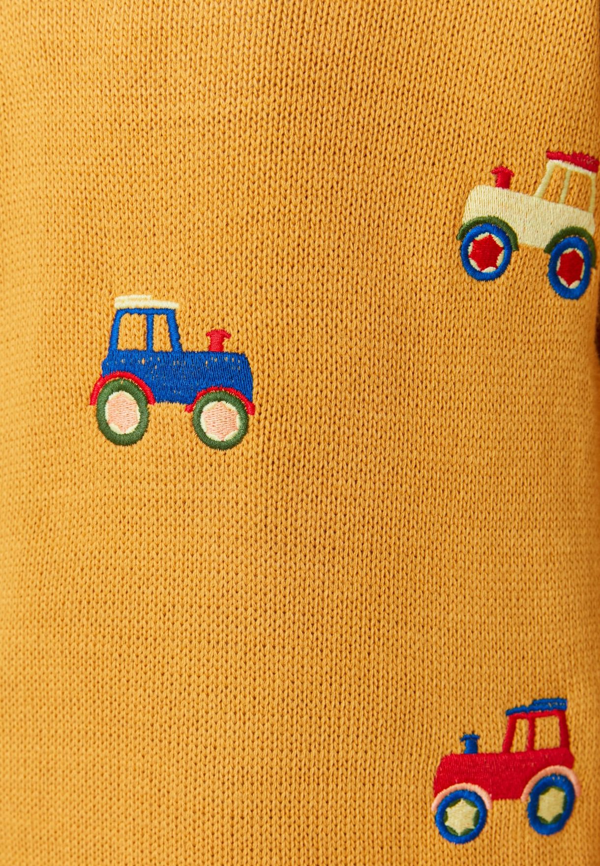 Kids Embroidered Car Knitted Sweater