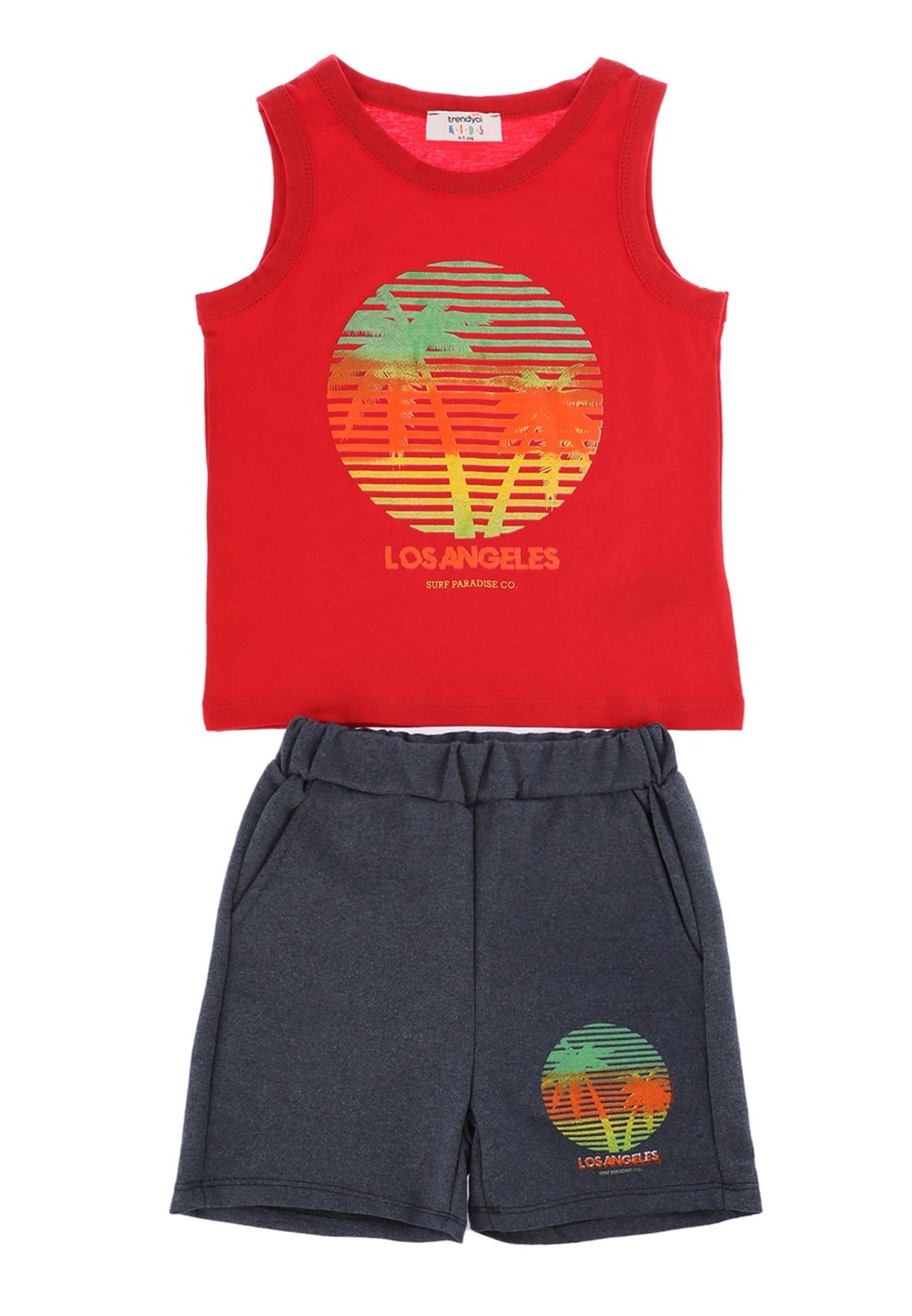 Kids Palm Tree Print Vest & Shorts Set