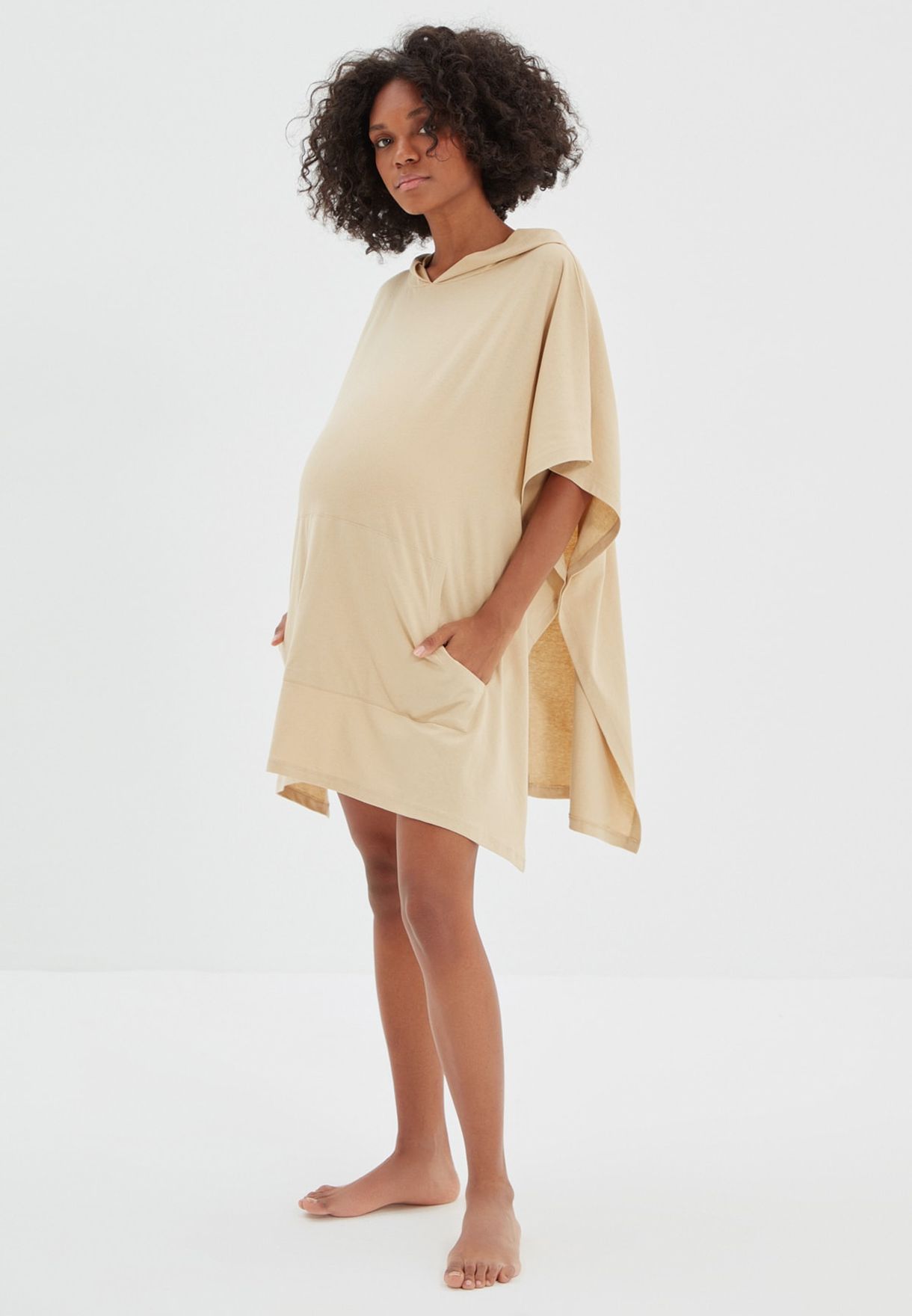 Pocket Detail Hooded Maternity  Dress