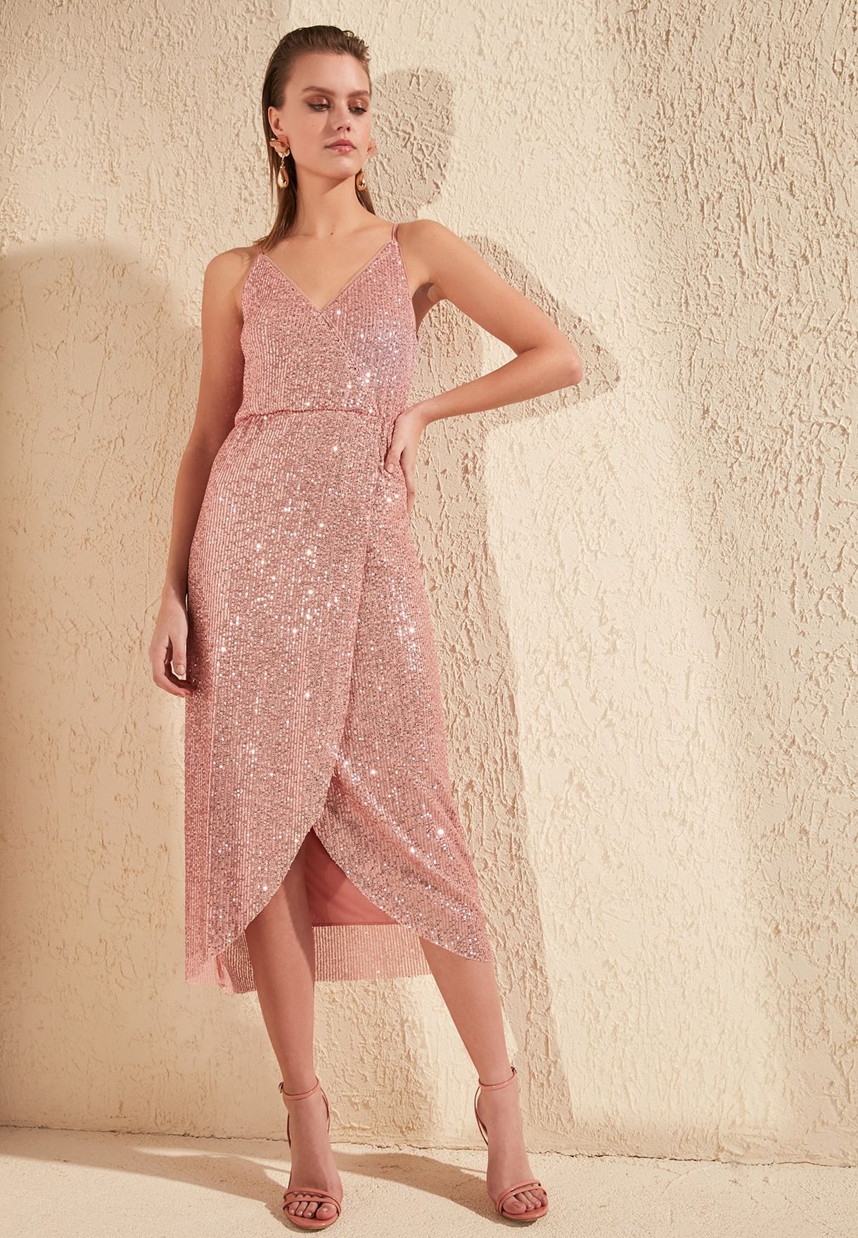 pink sequin dress