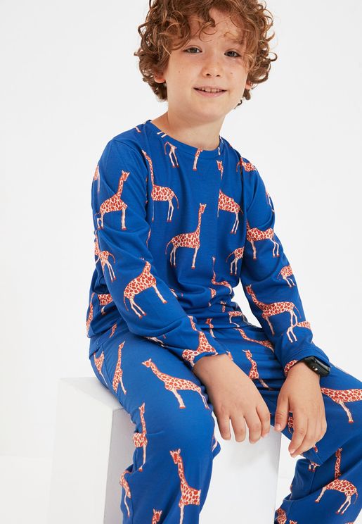 Kids Giraffe Print Pyjama Set