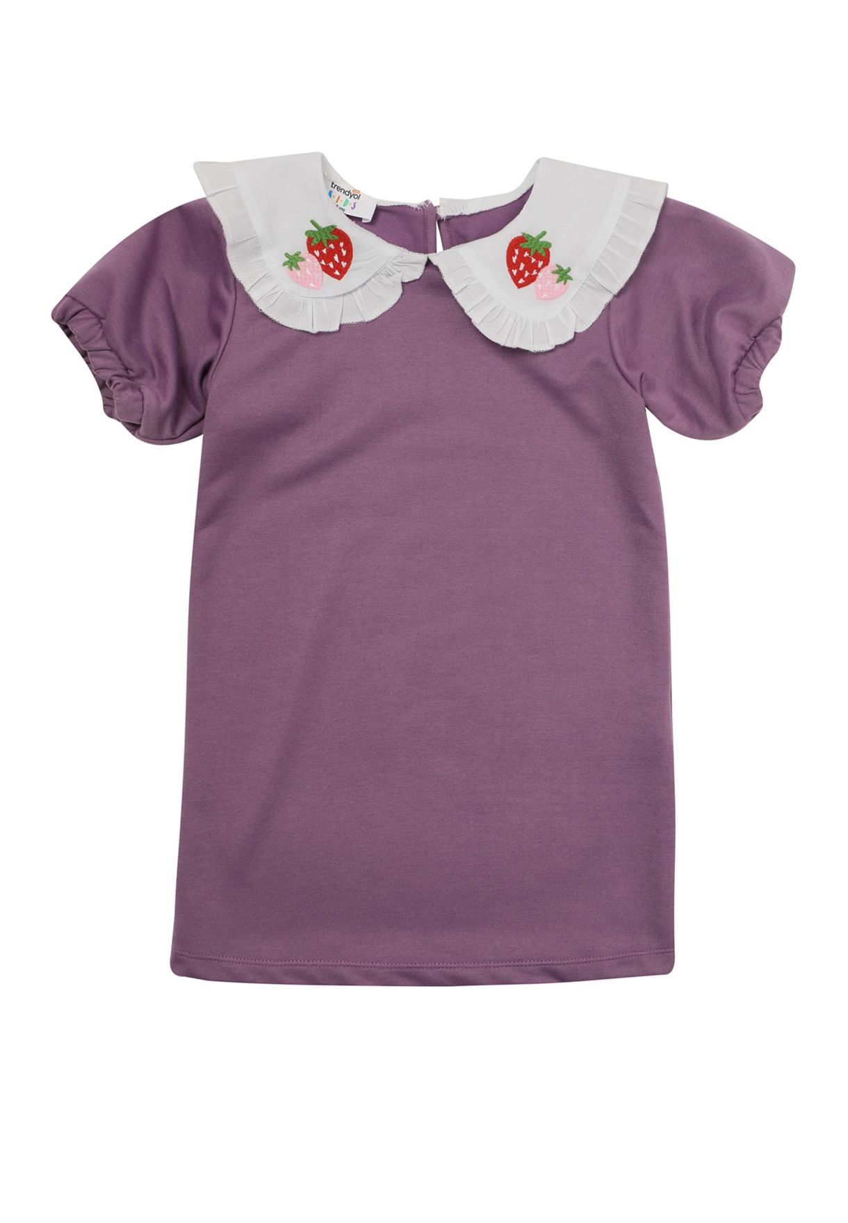 Kids Embroidered Strawberry Collar Dress