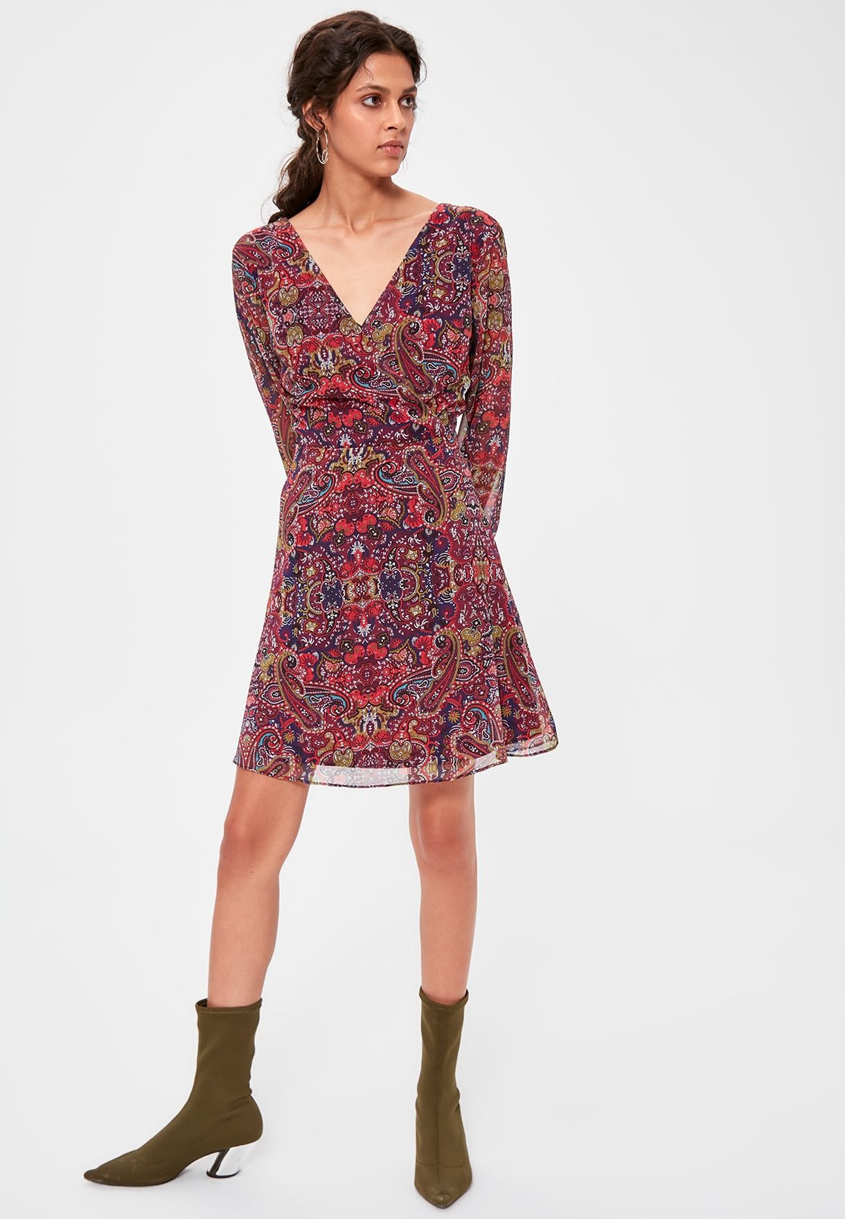 Buy Trendyol multicolor Printed Mesh Wrap Dress for Women in Manama, other  cities