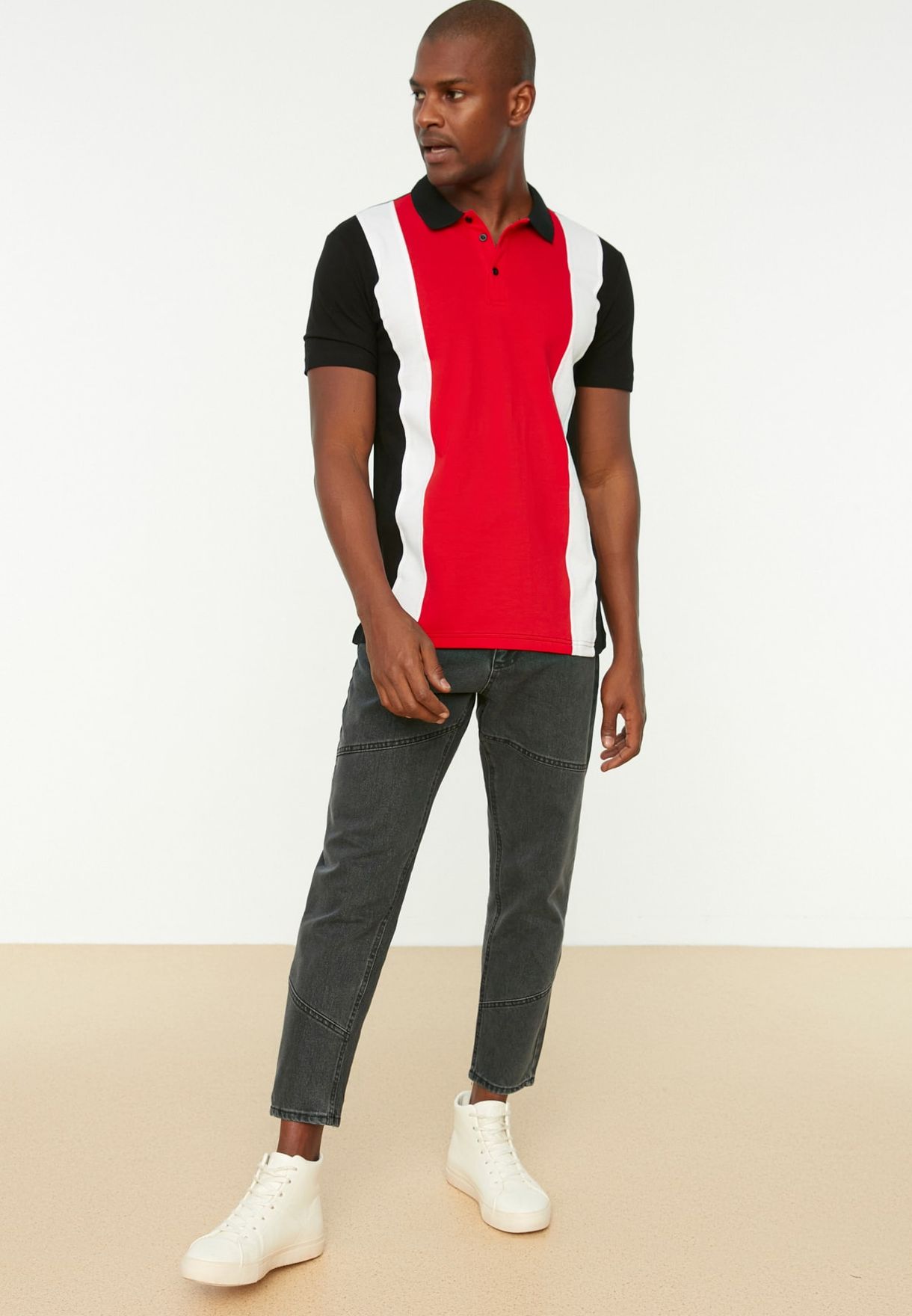 Buy Trendyol multicolor Color Block Polo for Men in Riyadh, Jeddah