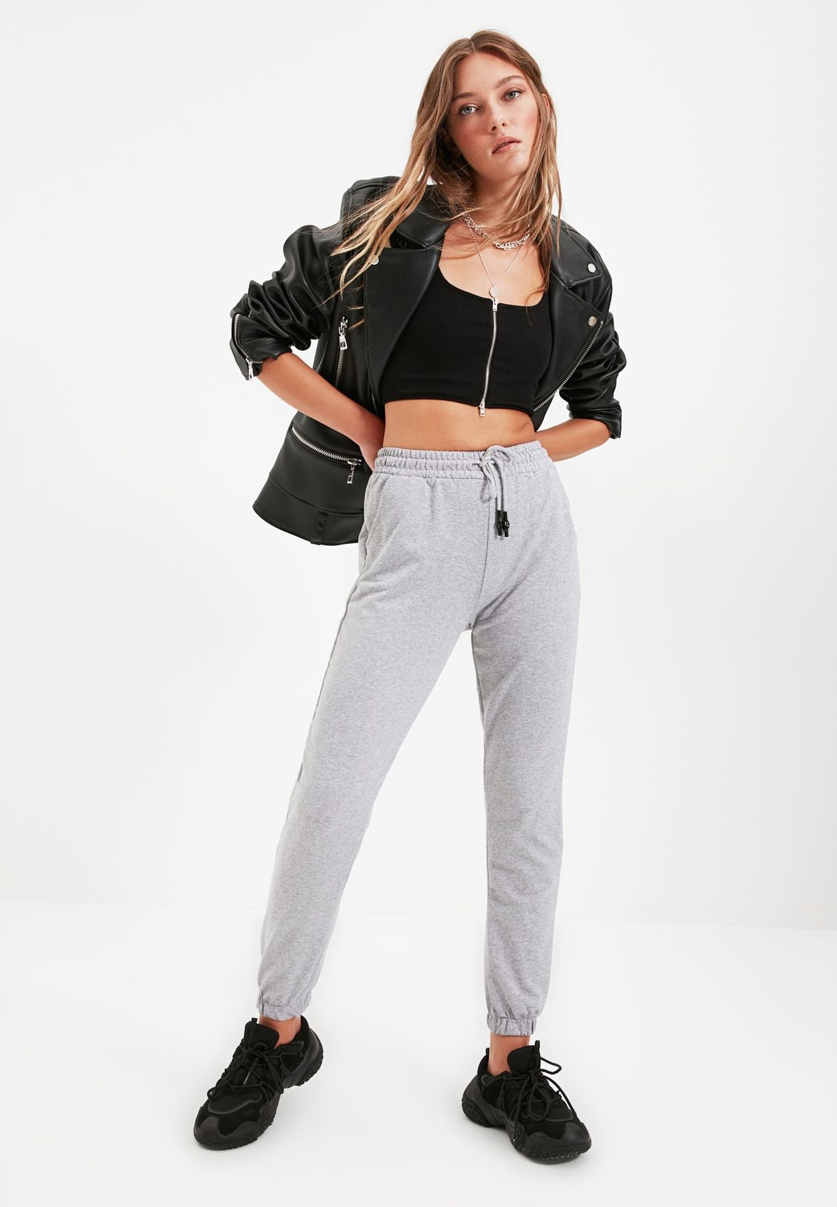 grey cuffed joggers