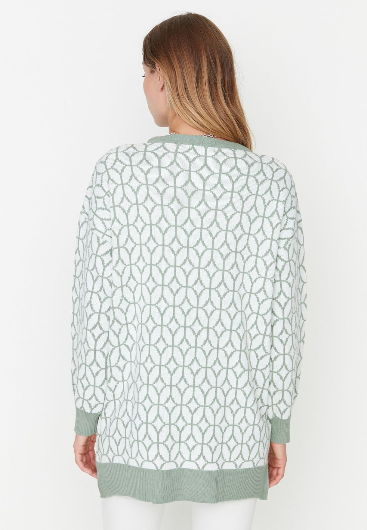 Geometric Print Knitted Sweater