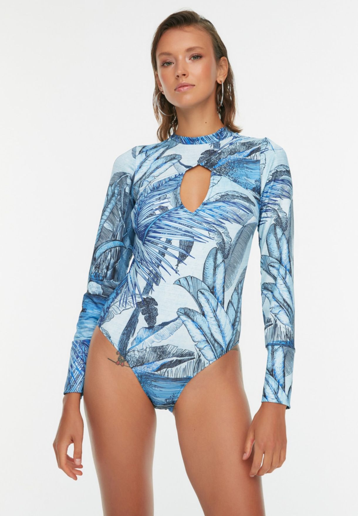 Cut Out Detail Printed Swimsuit