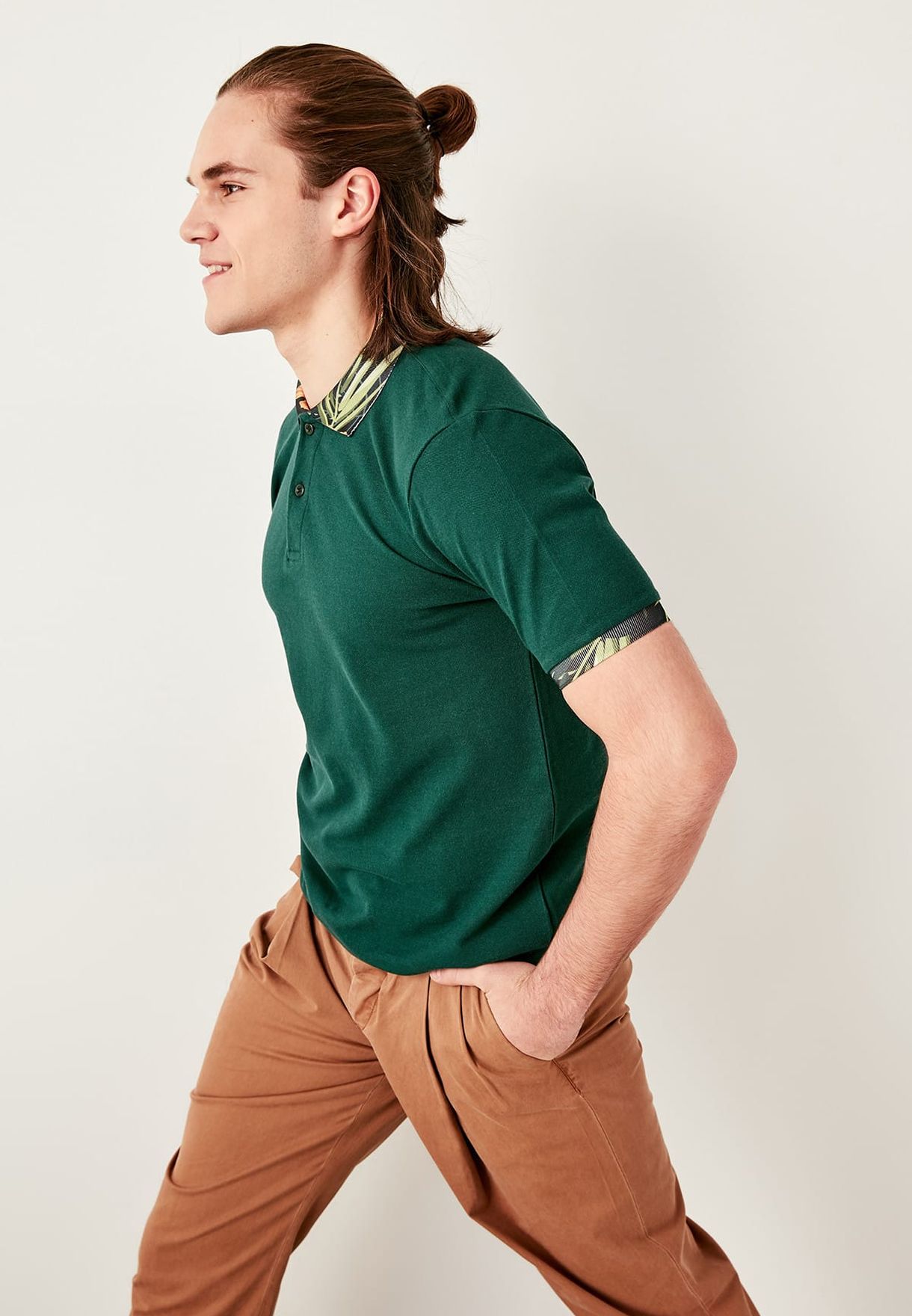 Patterned Collar Polo