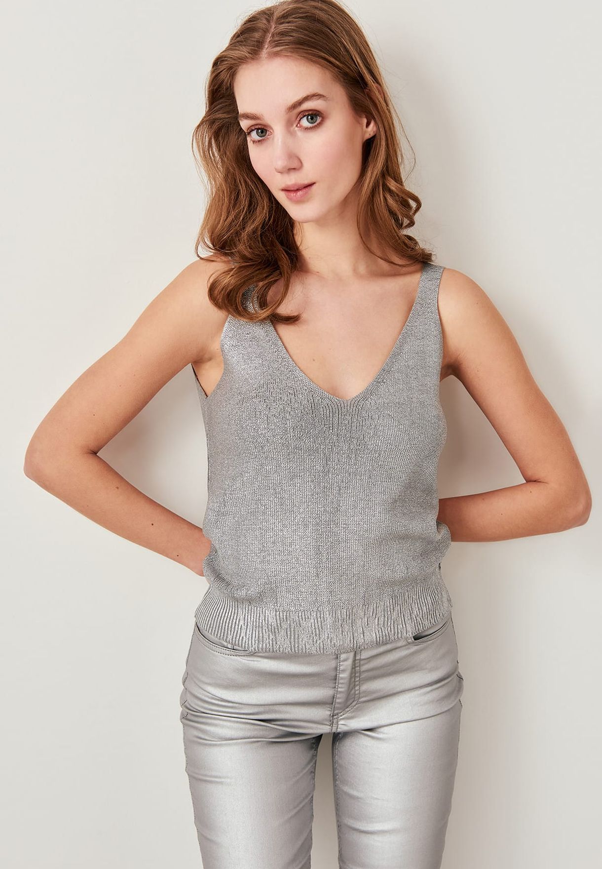 silver shimmer tank top