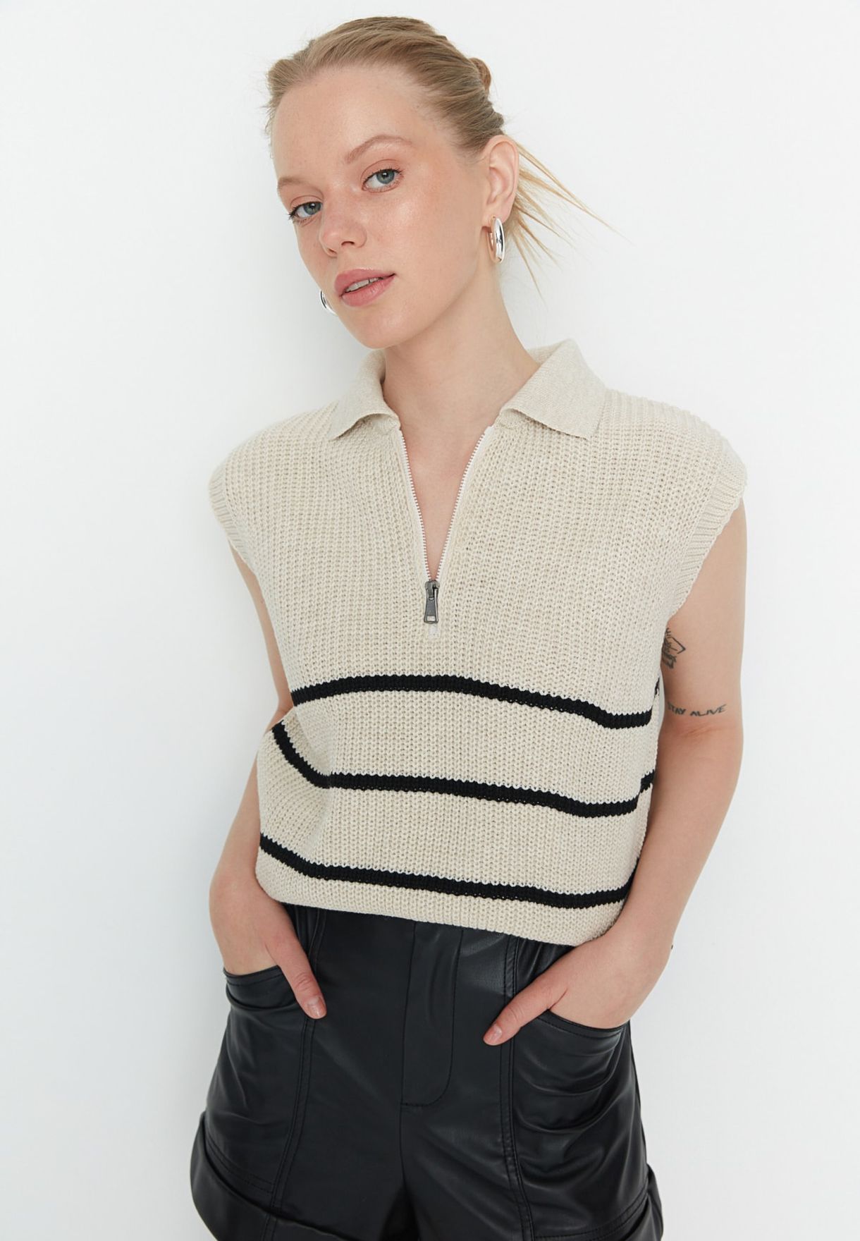 Polo Neck Striped Sweater