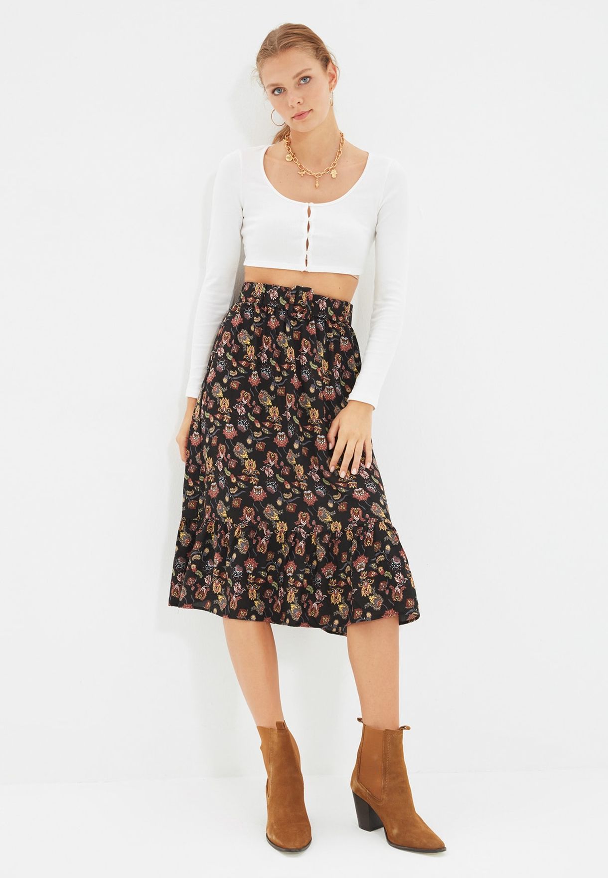 Buy Trendyol black Knitted Midi Skirt for Women