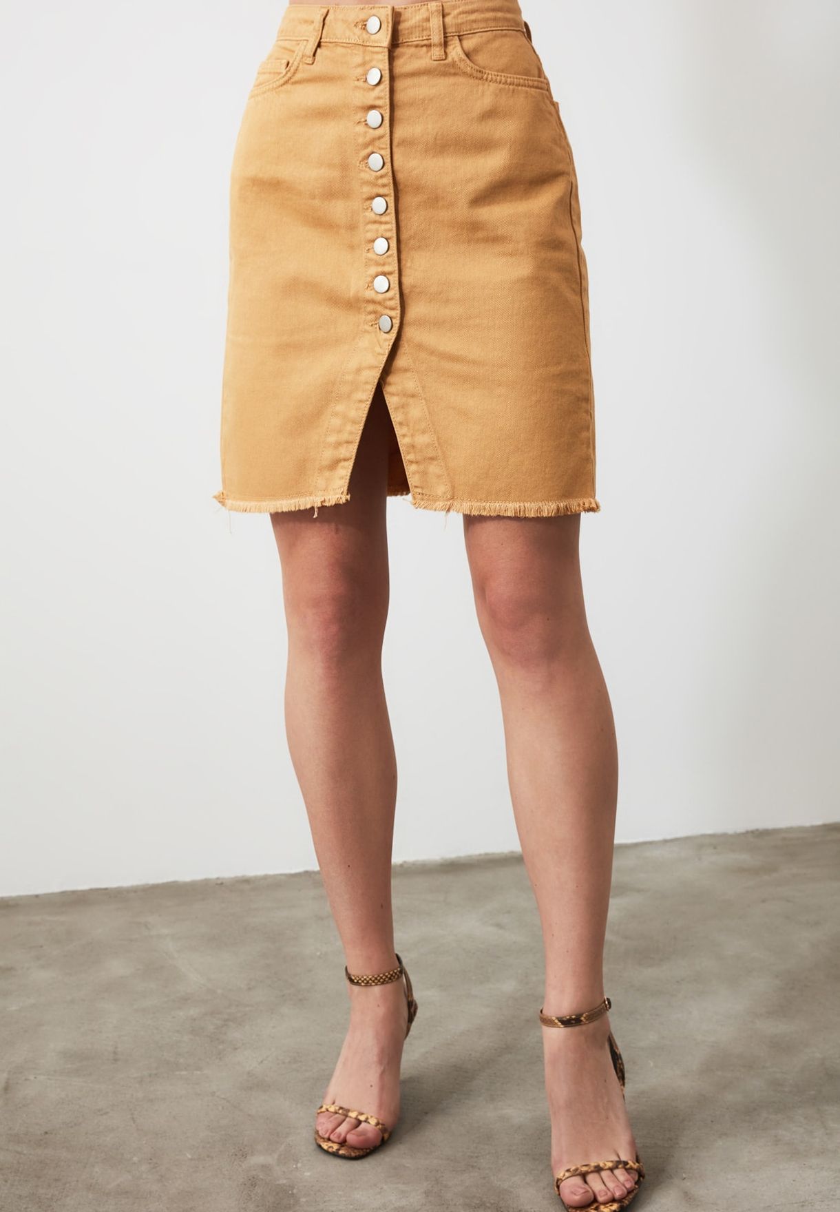 button front denim skirt next