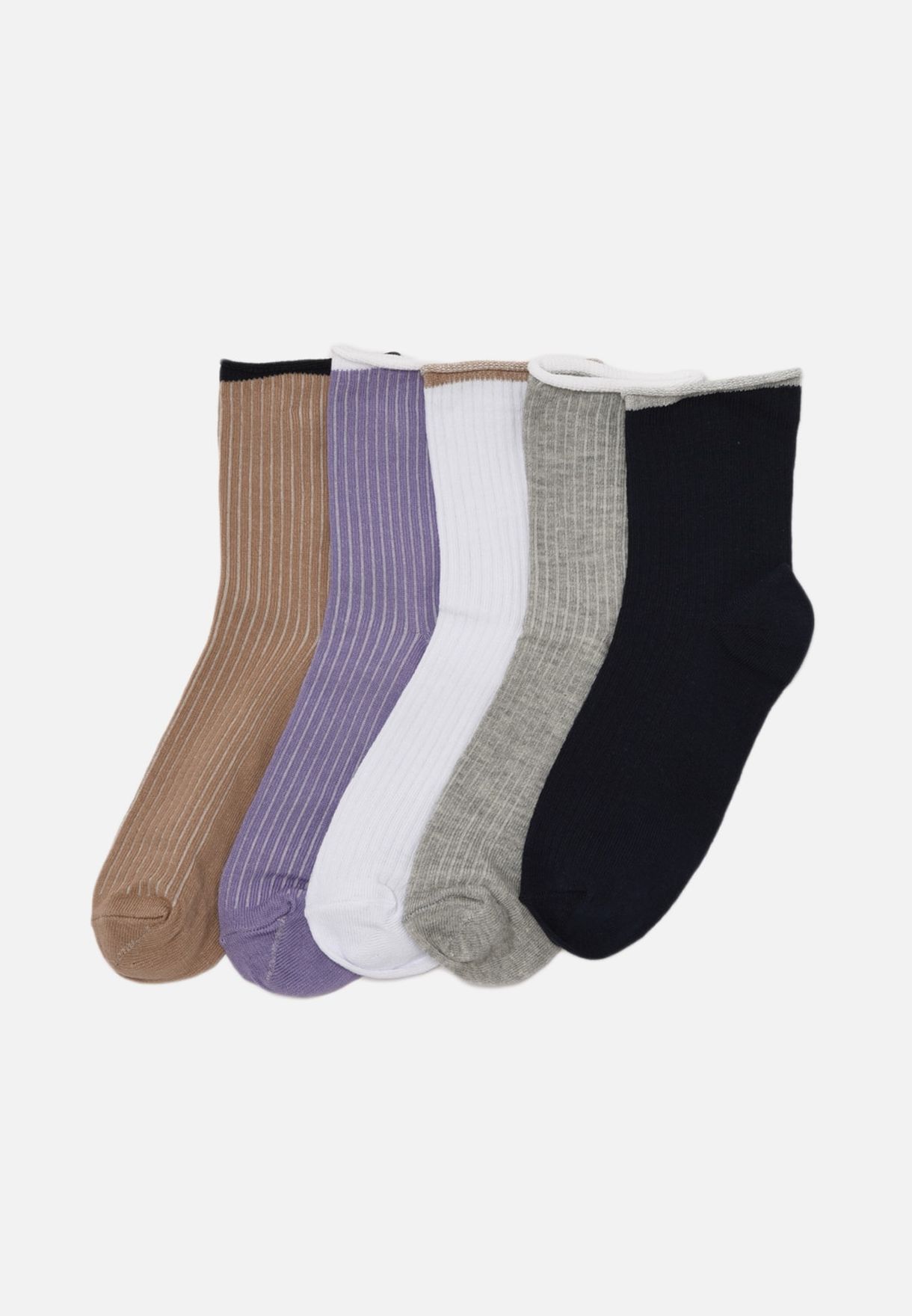5 Pack Knitted Ankle Socks