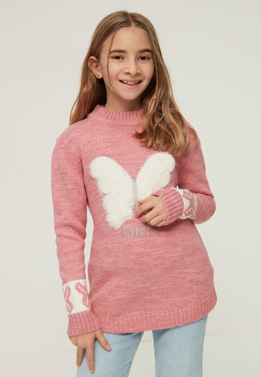 Kids Butterfly Detail Knitted Sweater