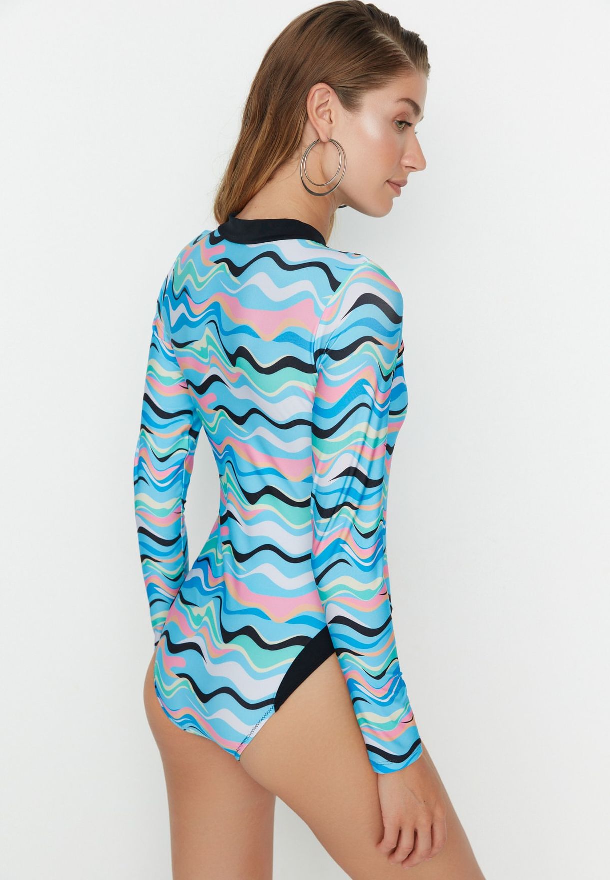 Cut Out Detail Printed Swimsuit
