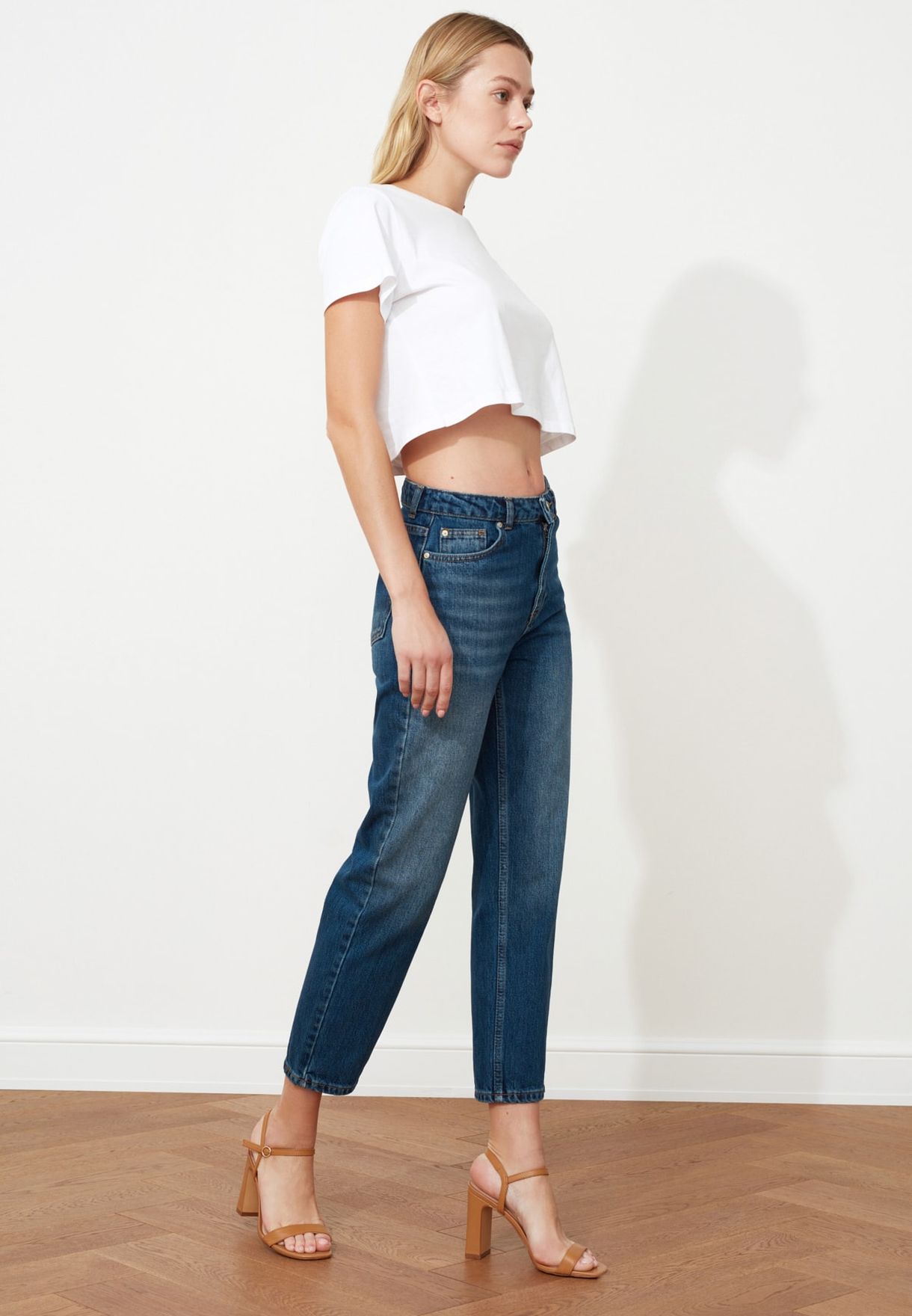 high waist straight jeans