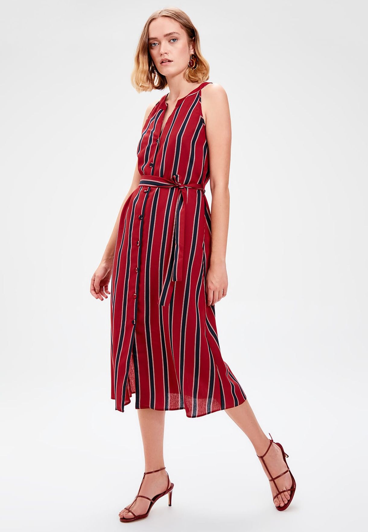 red striped shirt dress