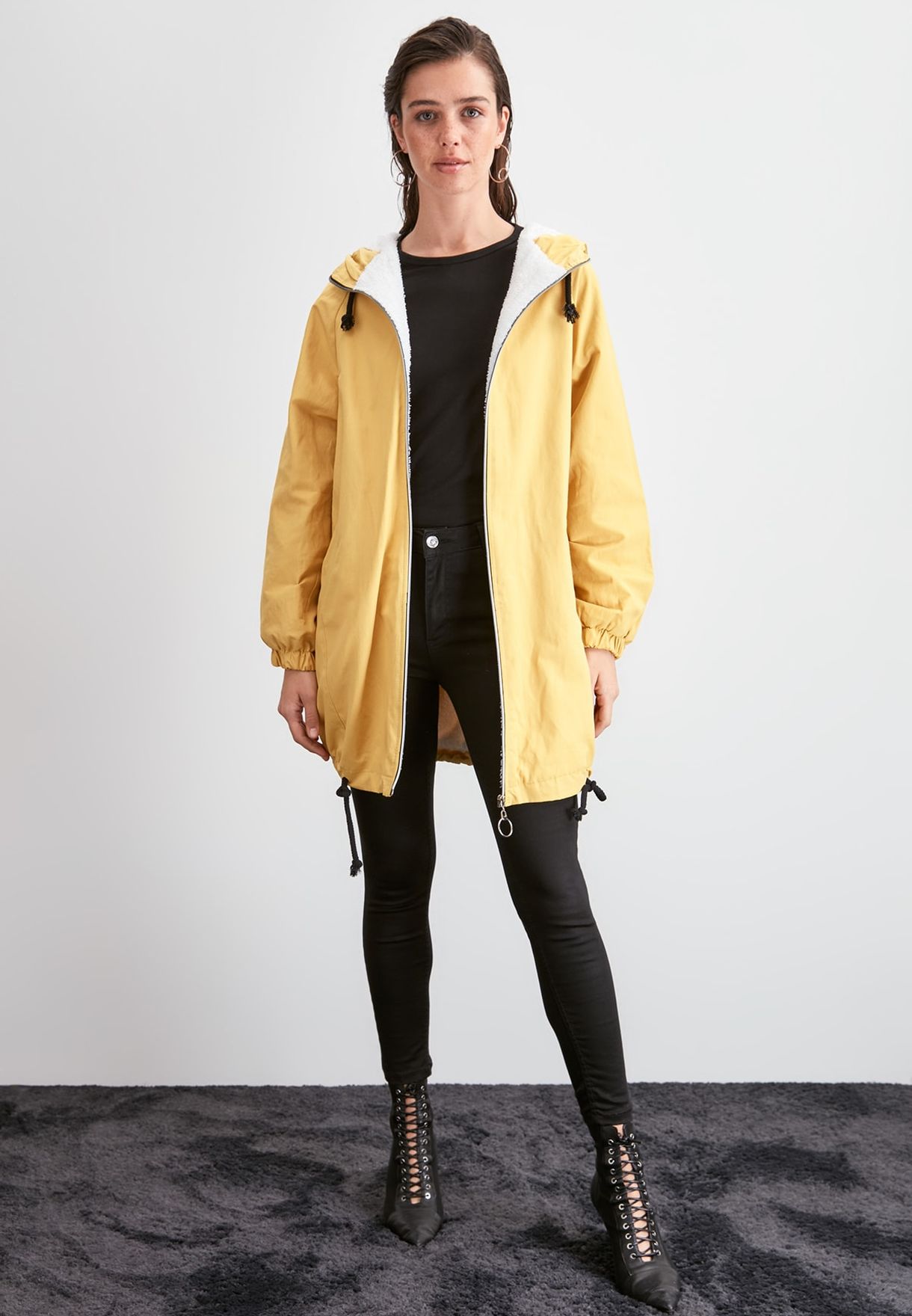 yellow longline jacket