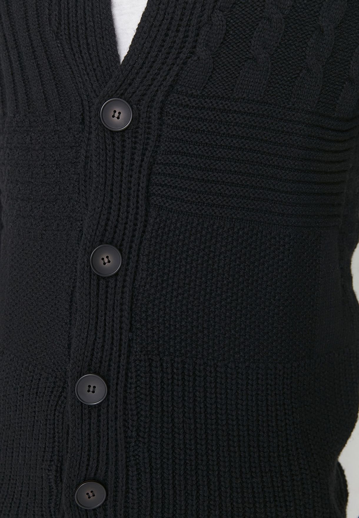 Shawl Neck Knitted Button Cardigan