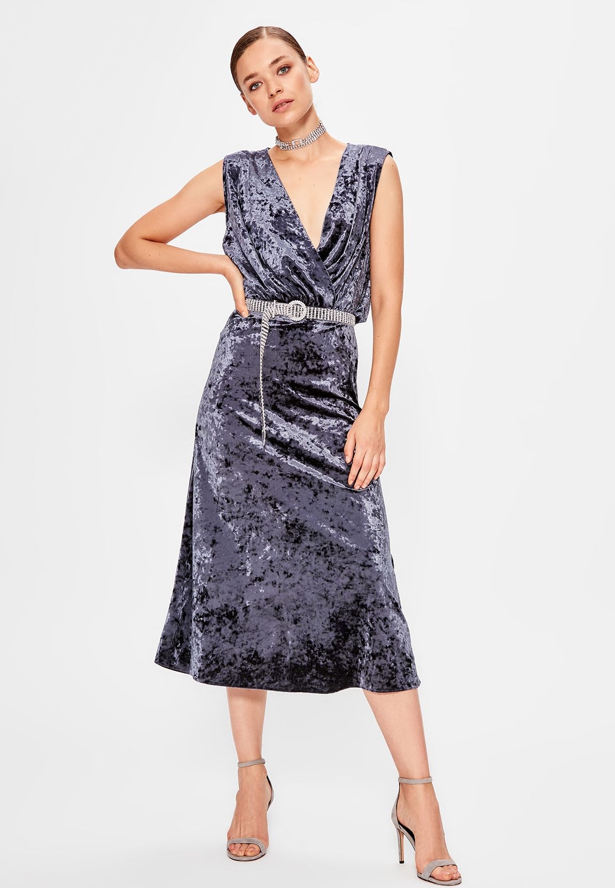 velvet surplice dress