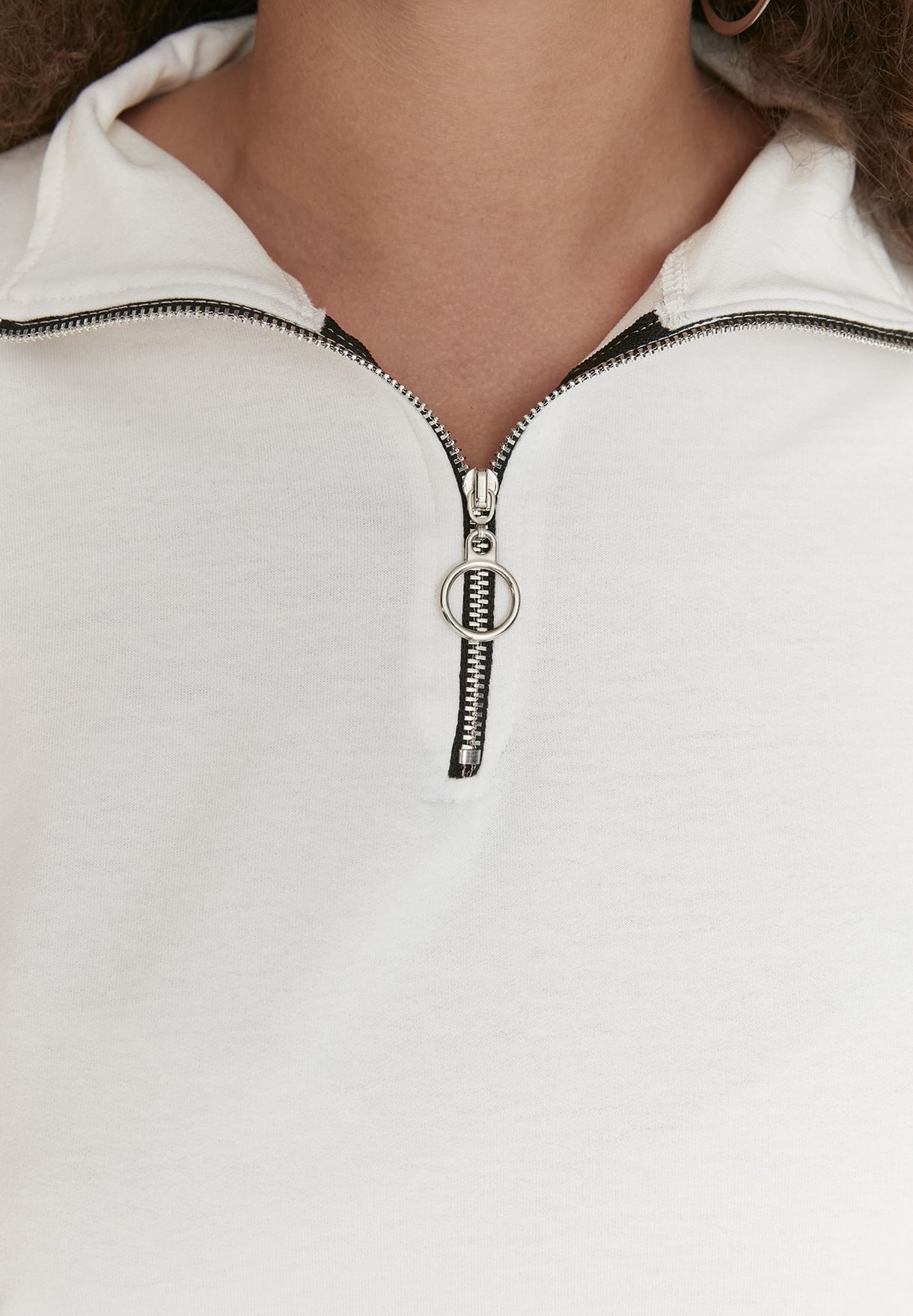 Zip Detail Knitted Sweatshirt