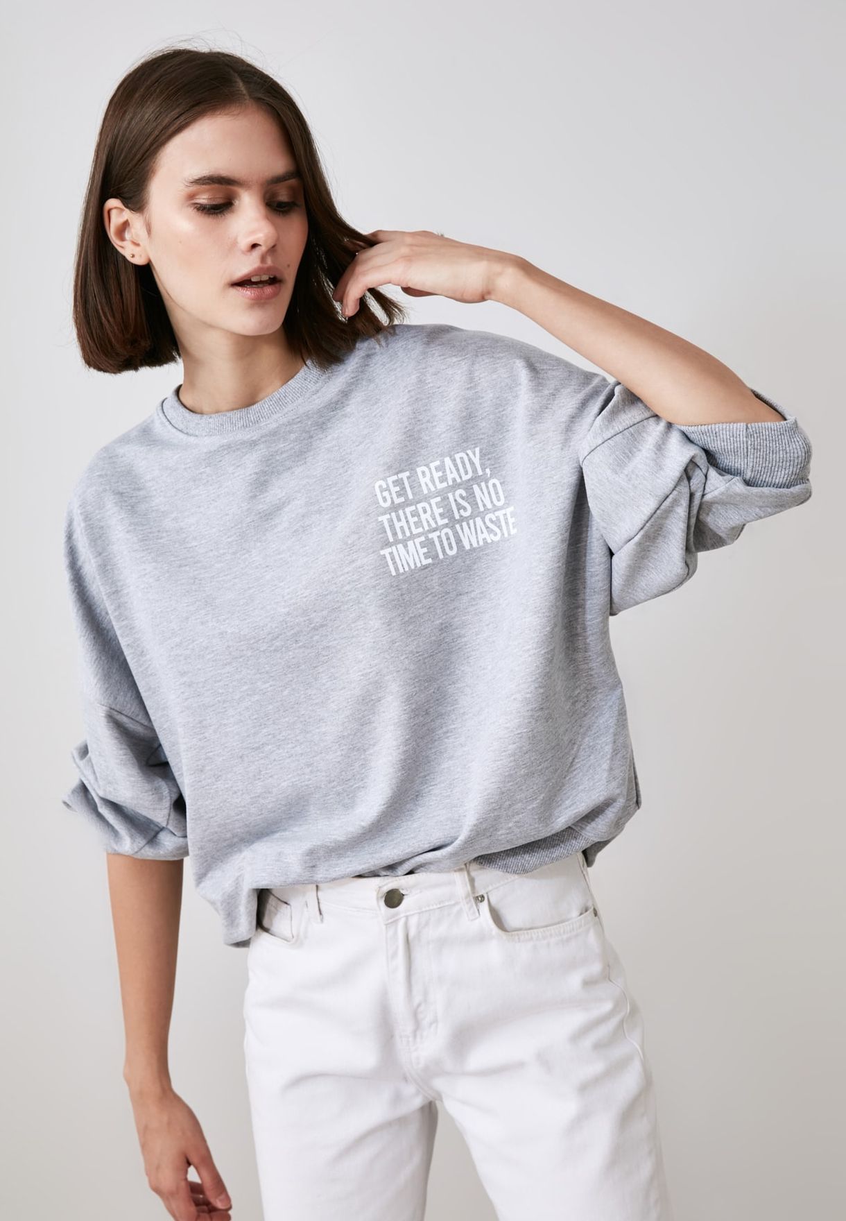 grey slogan sweatshirt