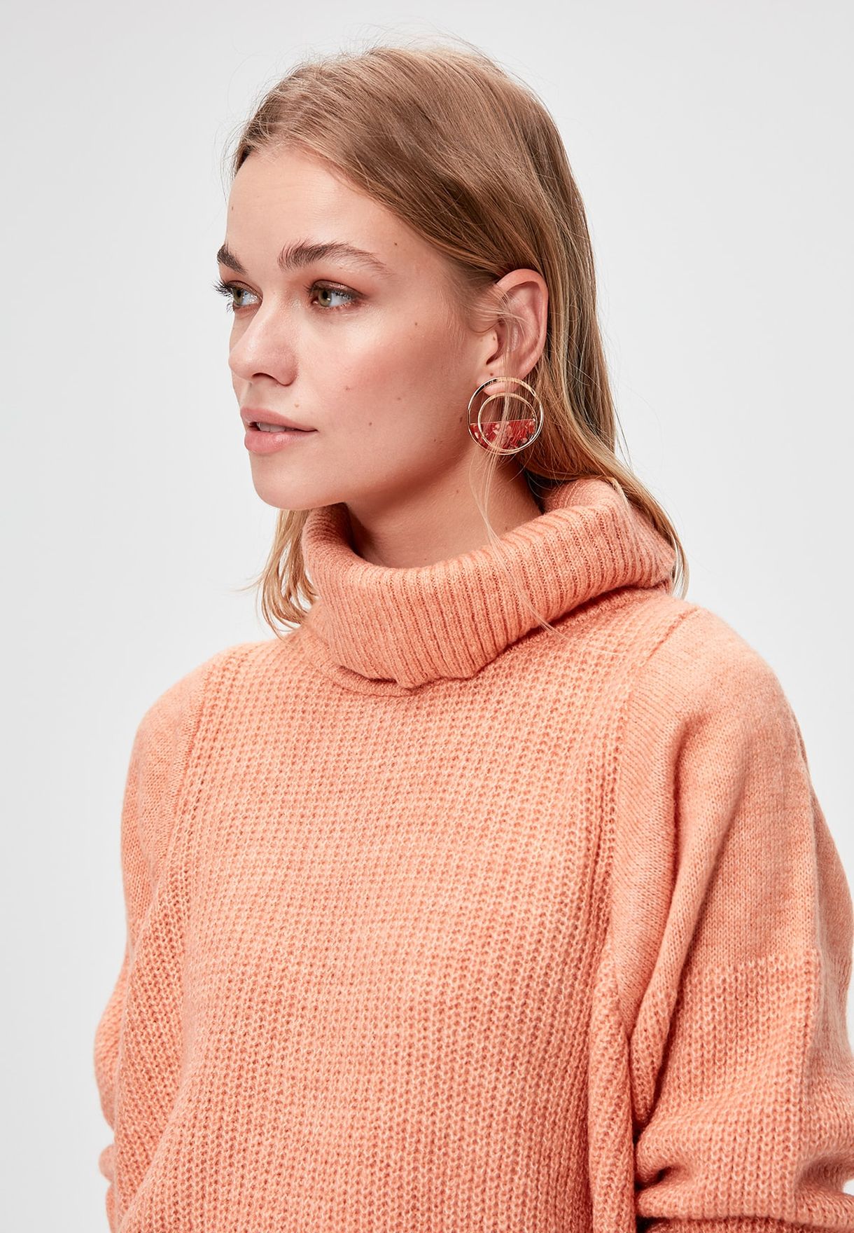 roll neck jumper with side slits