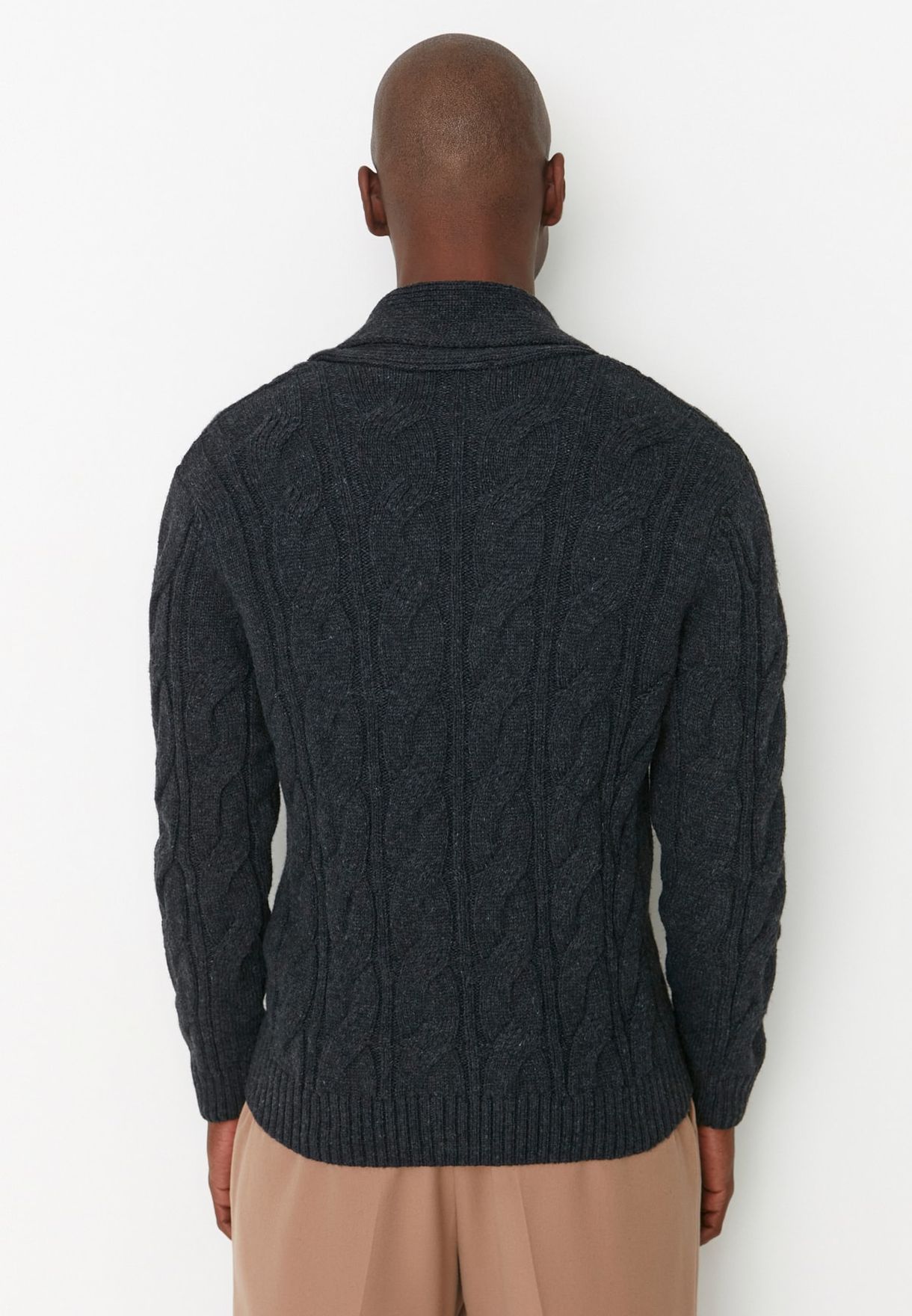 Cable Knit Shawl Neck Cardigan