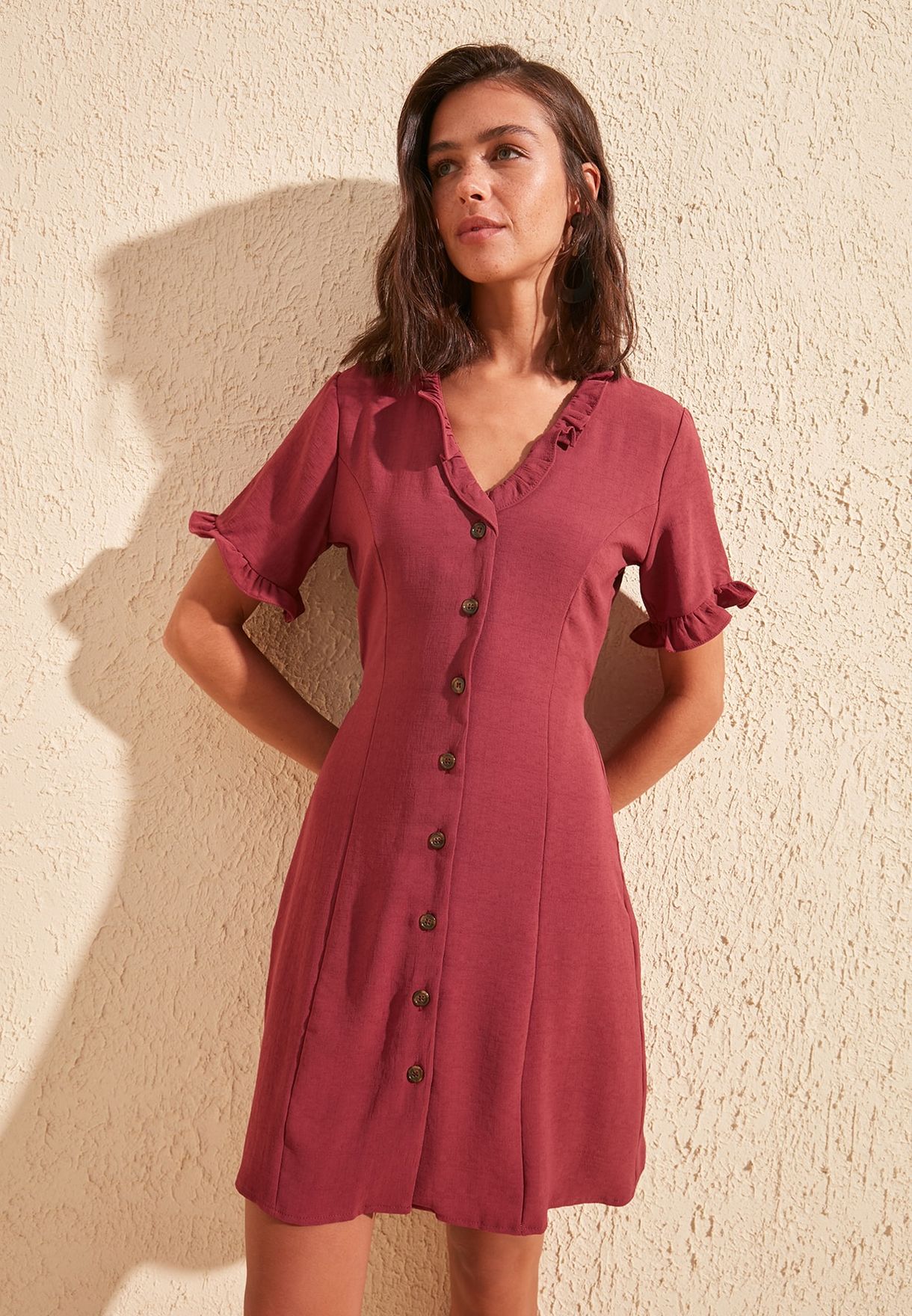 womens red shirt dress