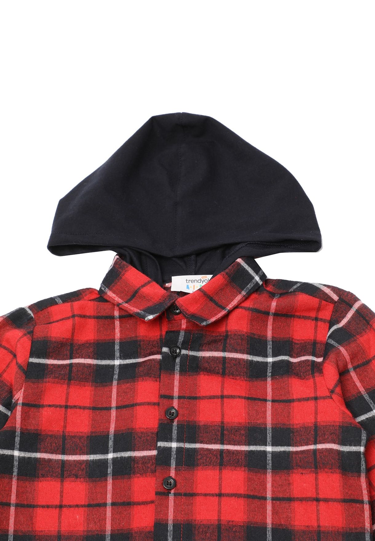 Kids Checked Hooded Shirt