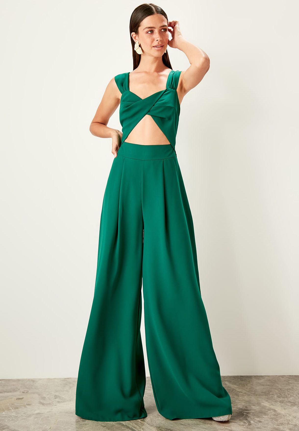 green cut out jumpsuit