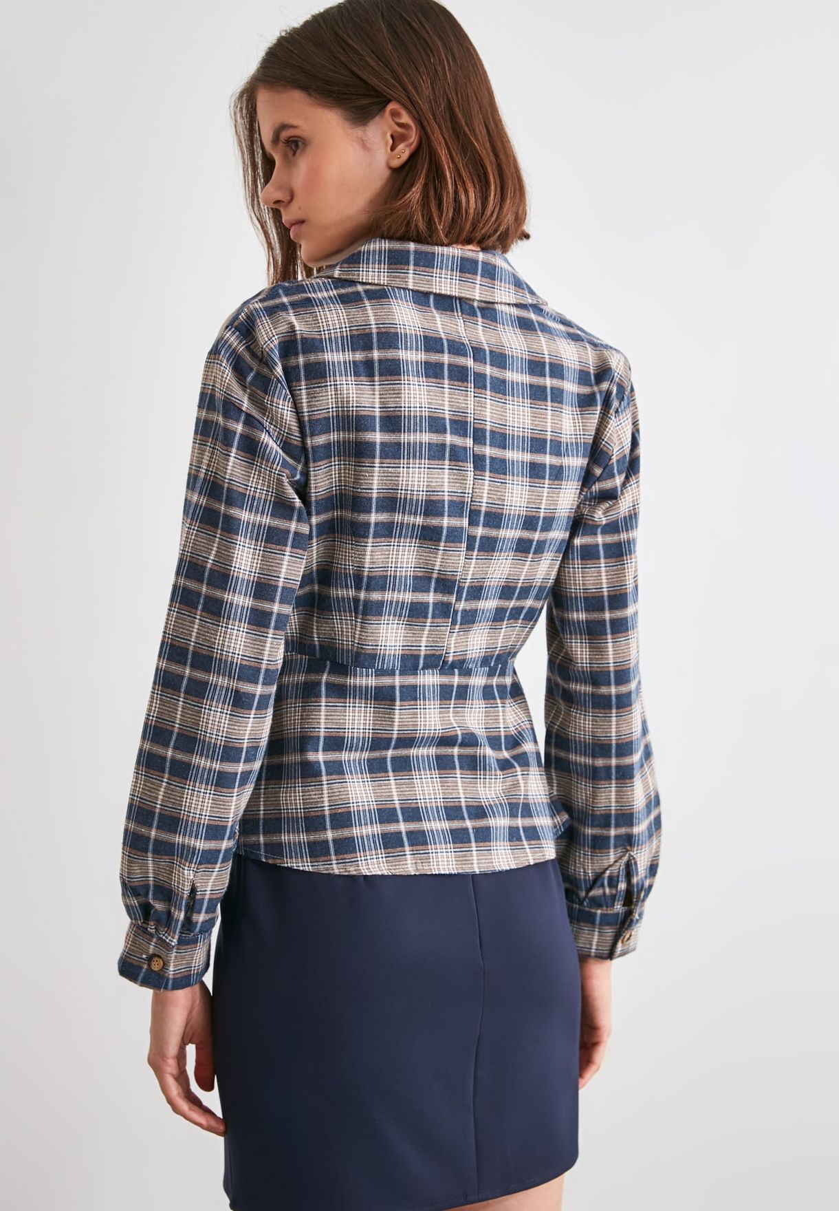 plaid peplum shirt