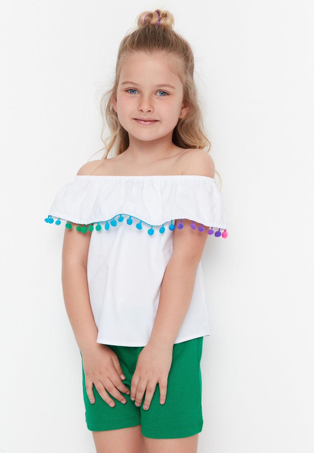 Buy Trendyol white Kids Bardot Top for Kids in Dubai, Abu Dhabi