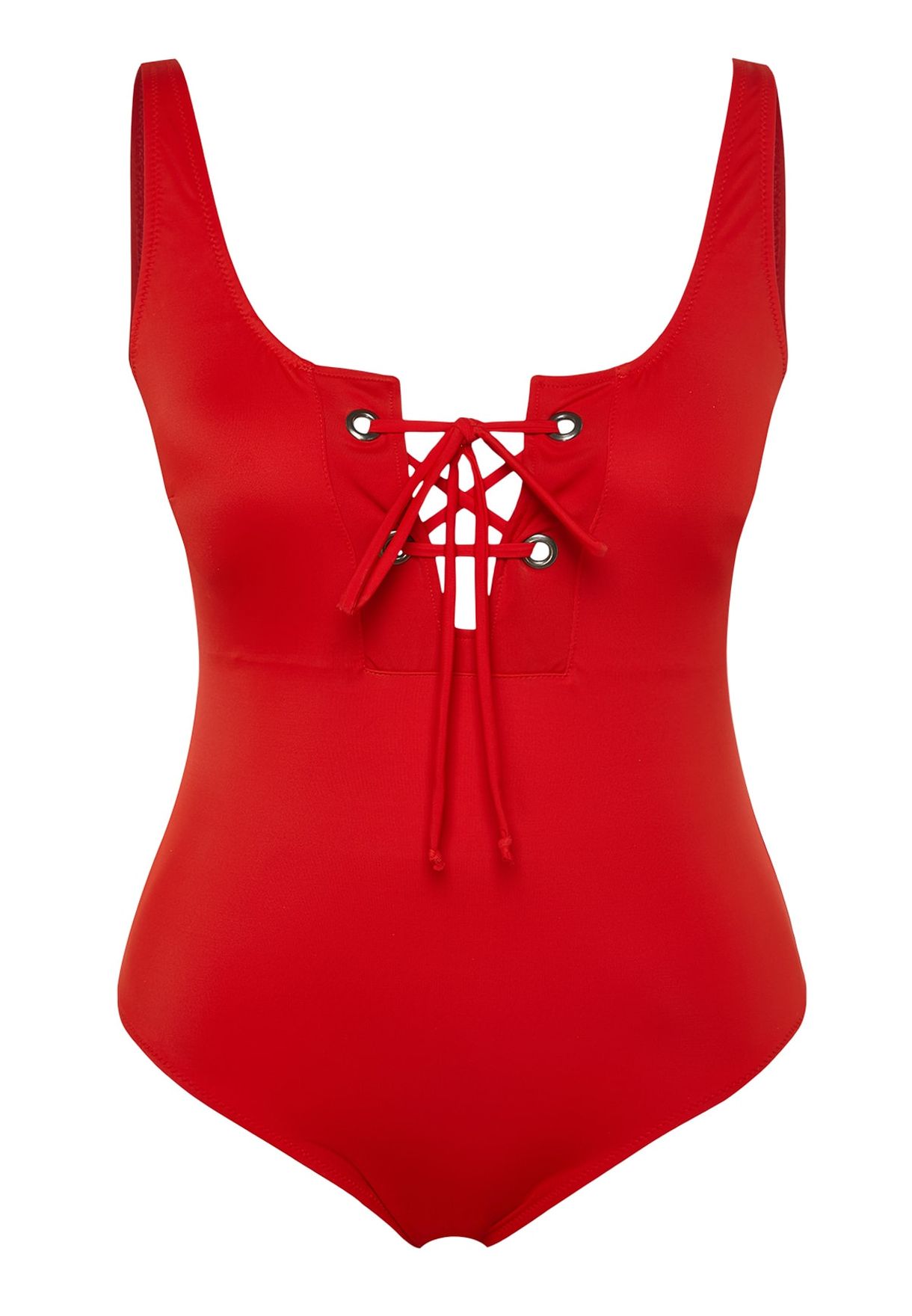 Buy Trendyol Curve red Cut Out High Leg Swimsuit for Women in Dubai ...