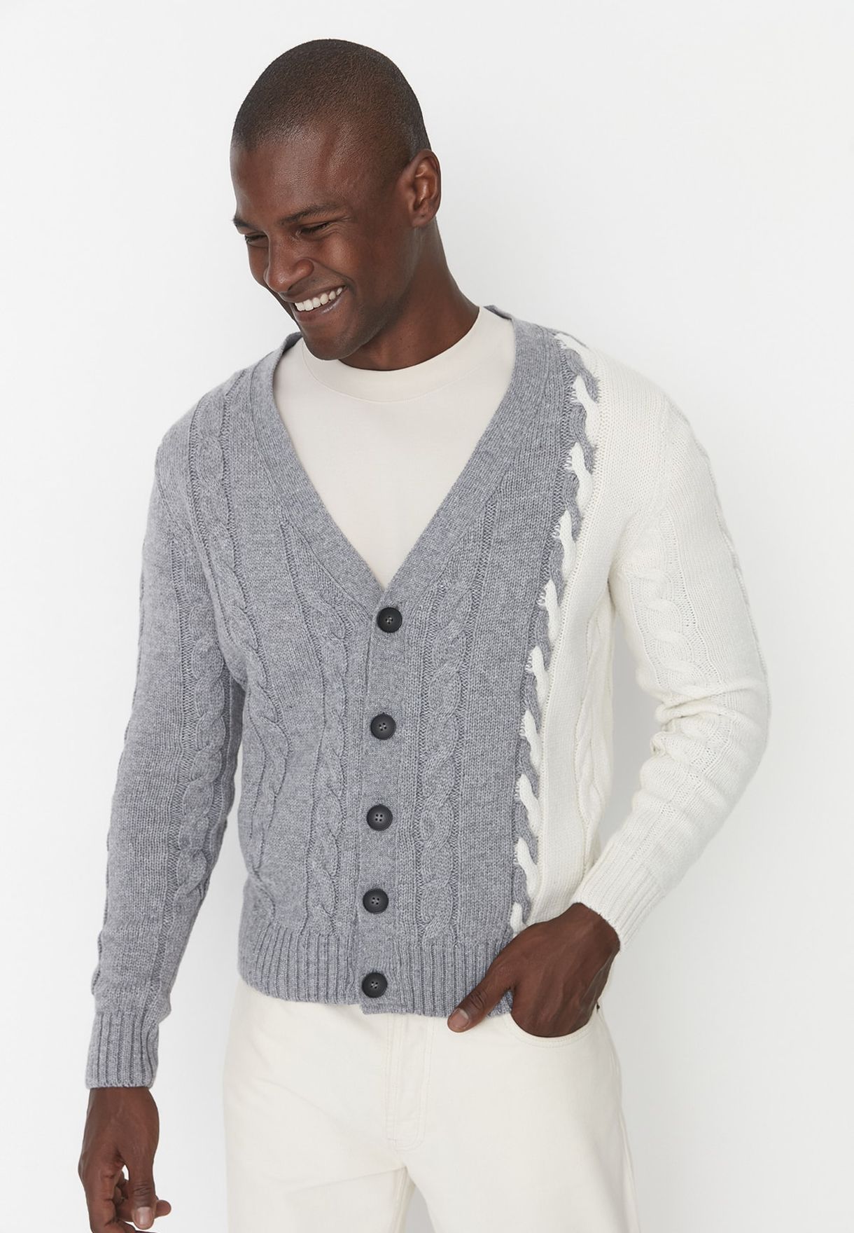 Cable Knit Button Cardigan