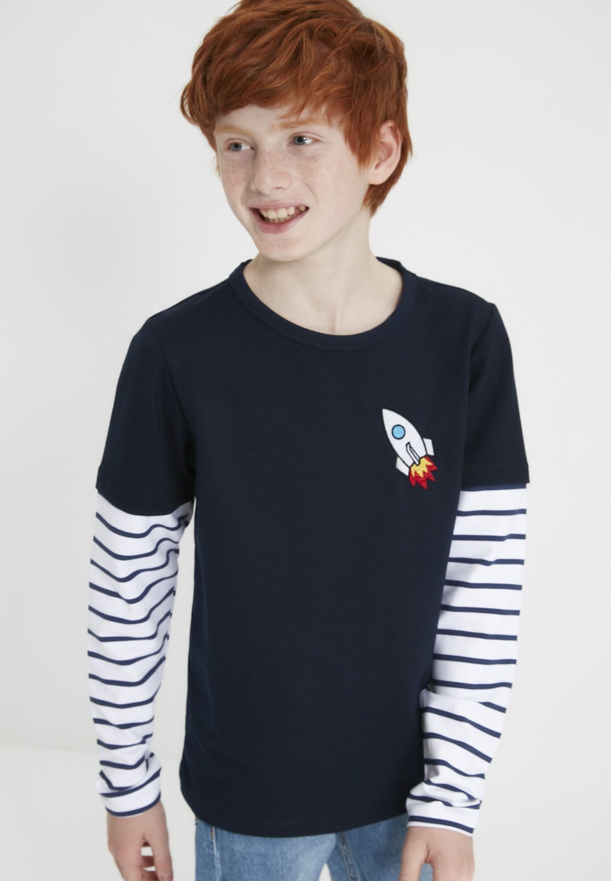 Kids Color Block Stripe Detail Sweatshirt