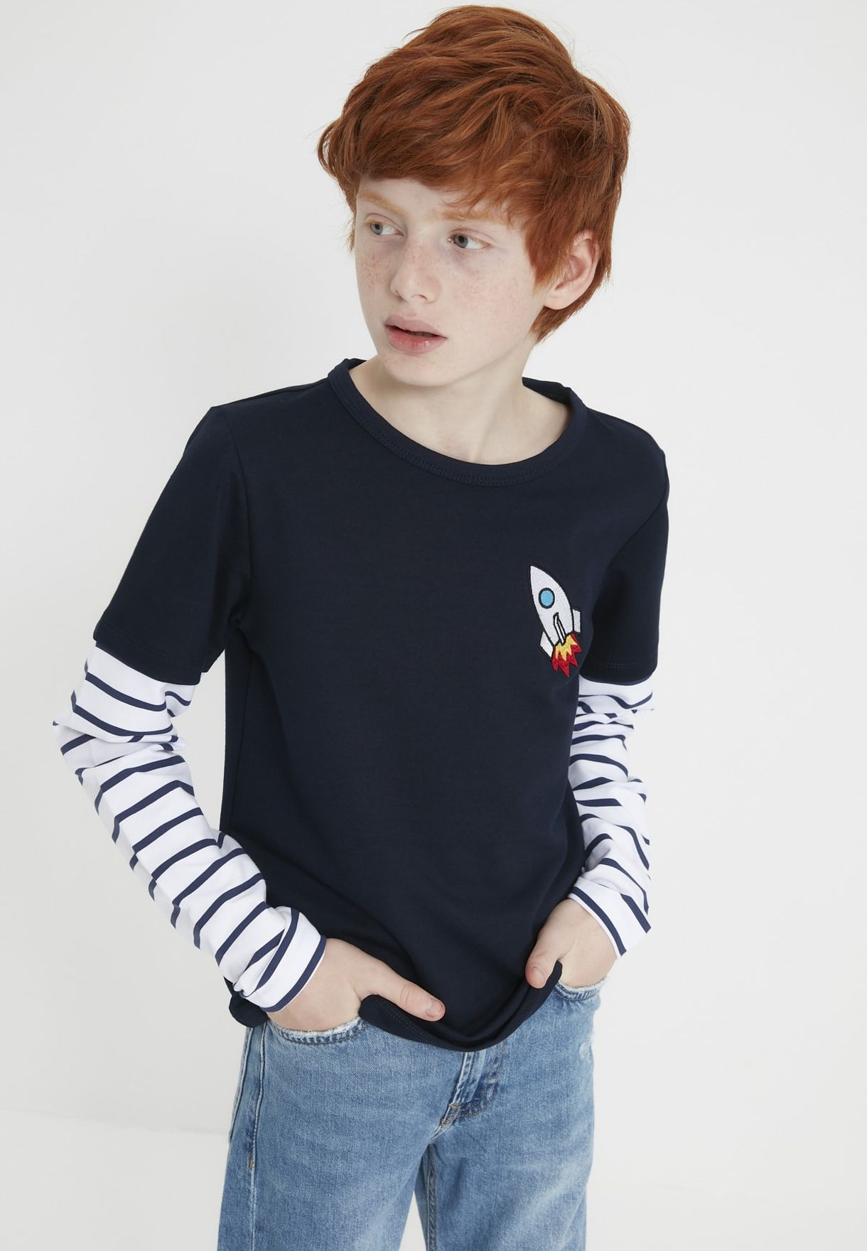 Kids Color Block Stripe Detail Sweatshirt